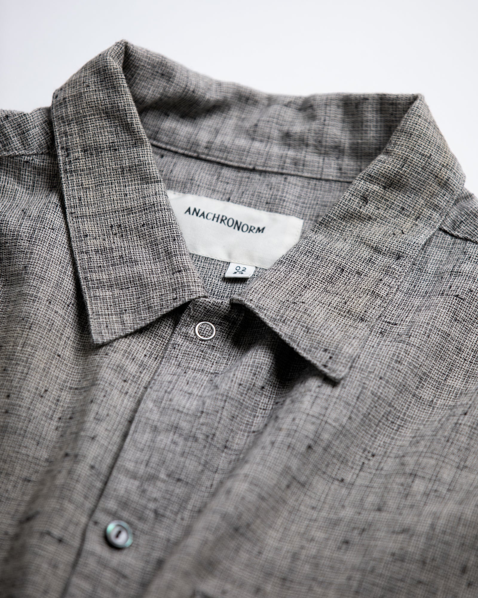 ANACHRONORM / LINEN PLAID REMAKED WIDE SHIRTS - GRAY(REMAKE)