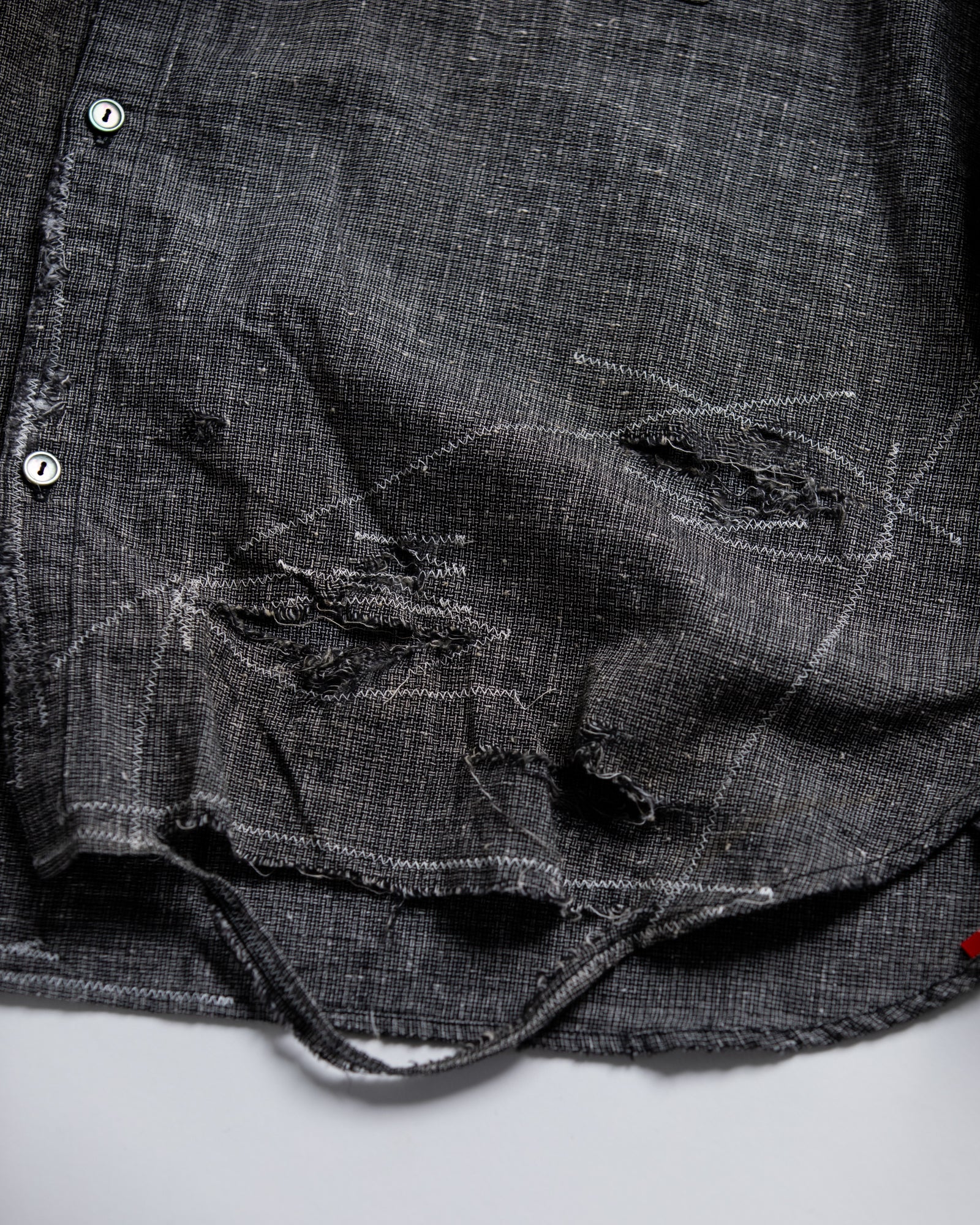 ANACHRONORM / LINEN PLAID REMAKED WIDE SHIRTS - BLACK(REMAKE)