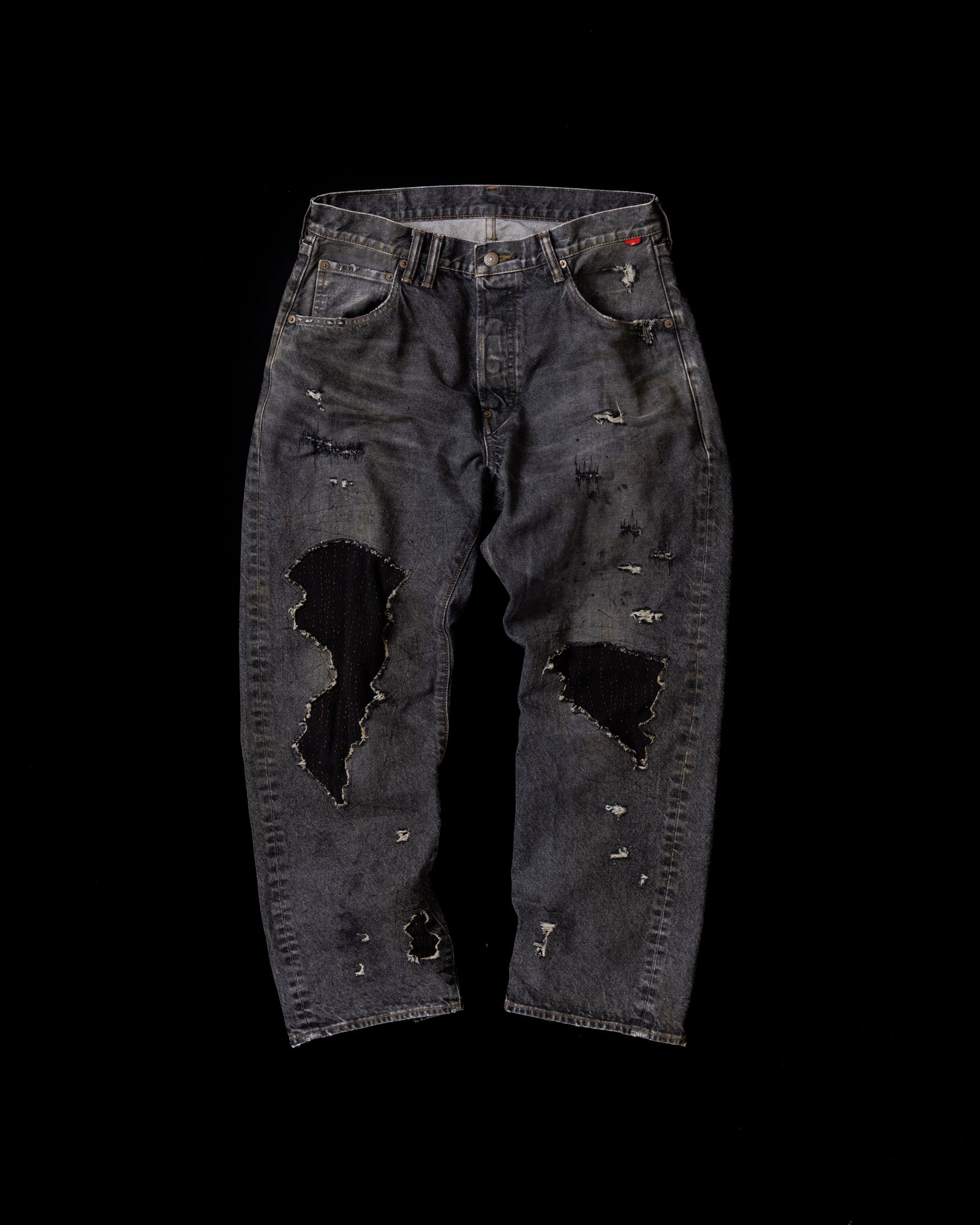 ANACHRONORM / REGULAR TAPERED REMAKED 5P DENIM PANTS - BLACK(REMAKE)