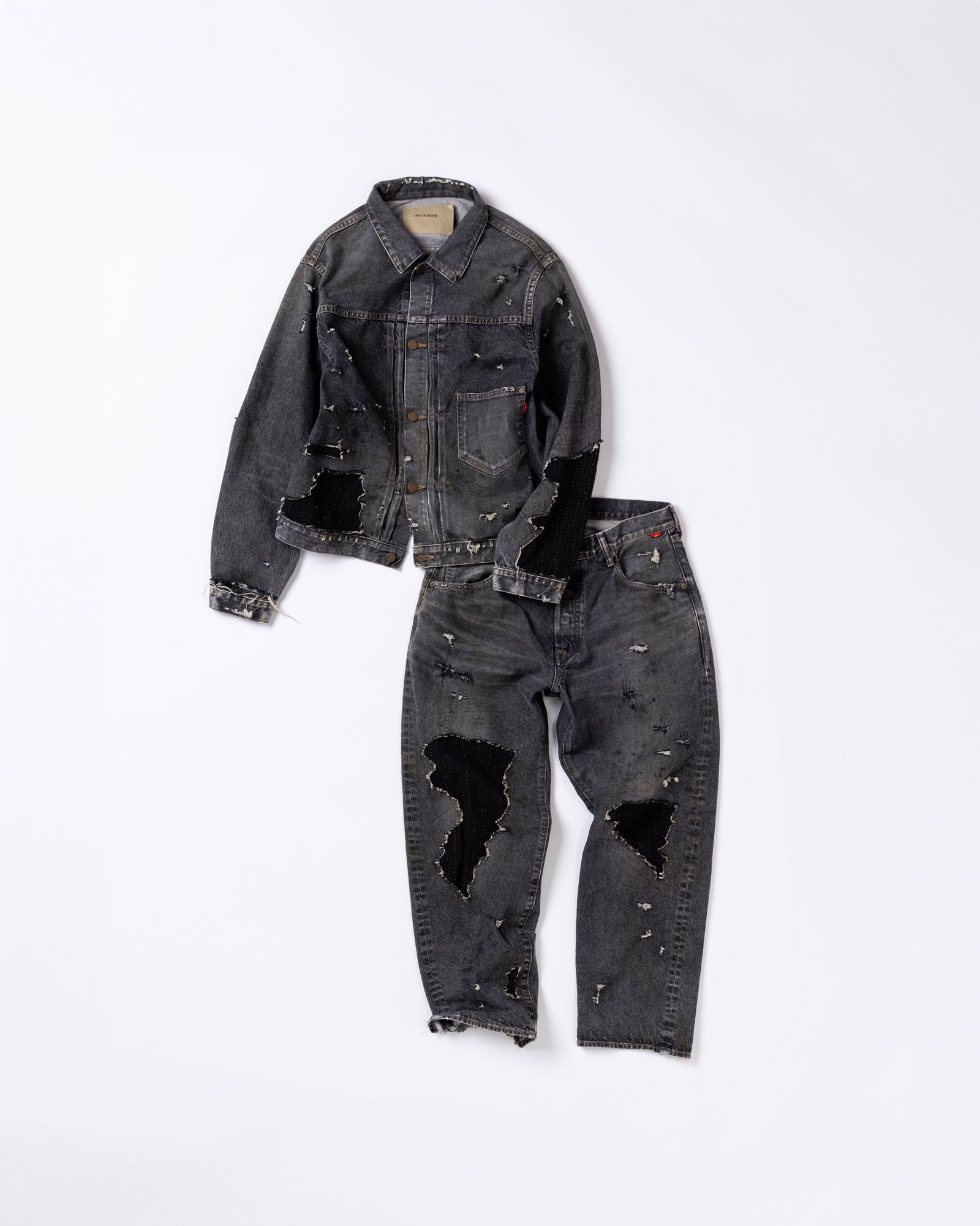 ANACHRONORM / REGULAR TAPERED REMAKED 5P DENIM PANTS - BLACK(REMAKE)