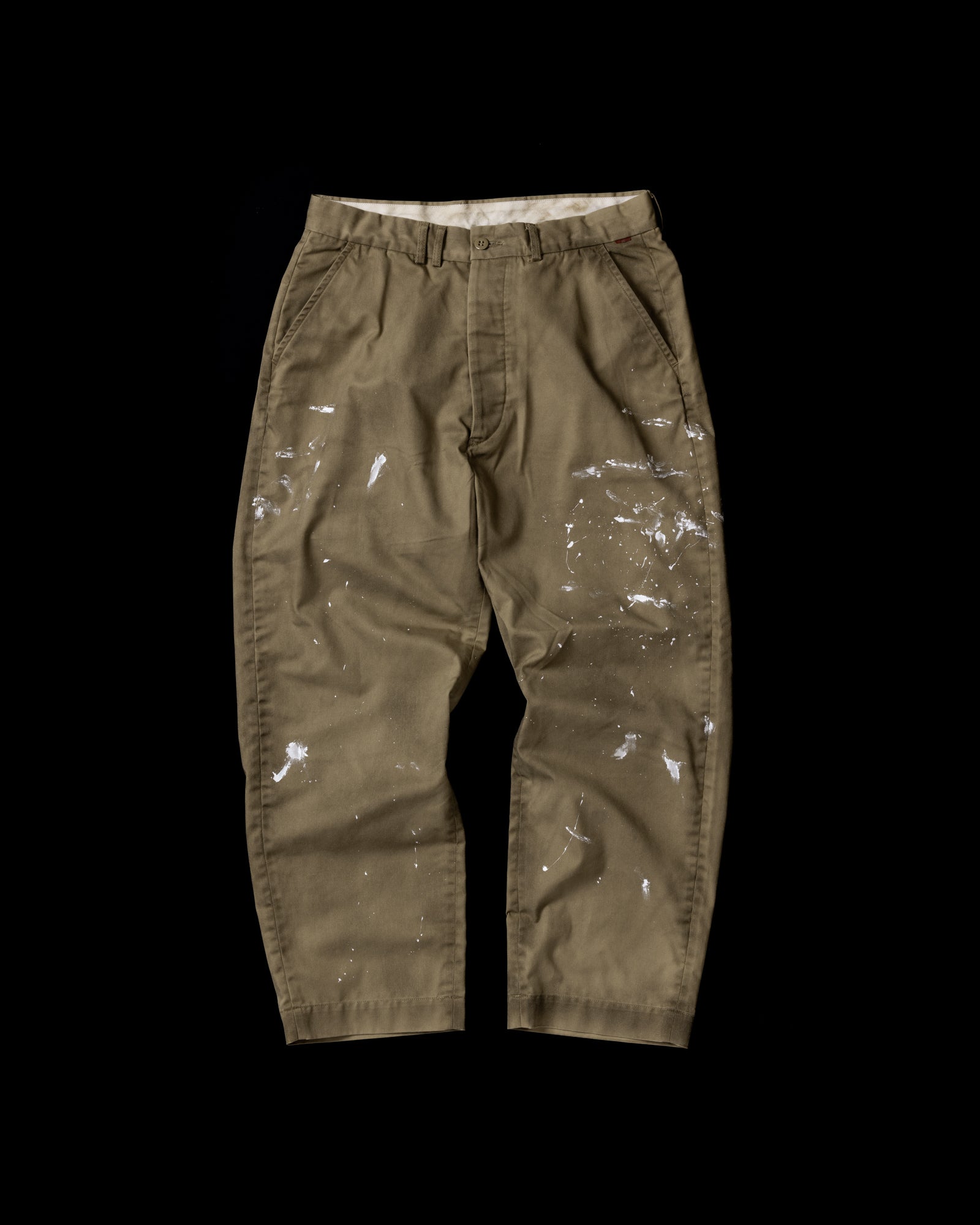 ANACHRONORM / PAINTED NO TUCK WIDE CHINO TROUSERS - BEIGE