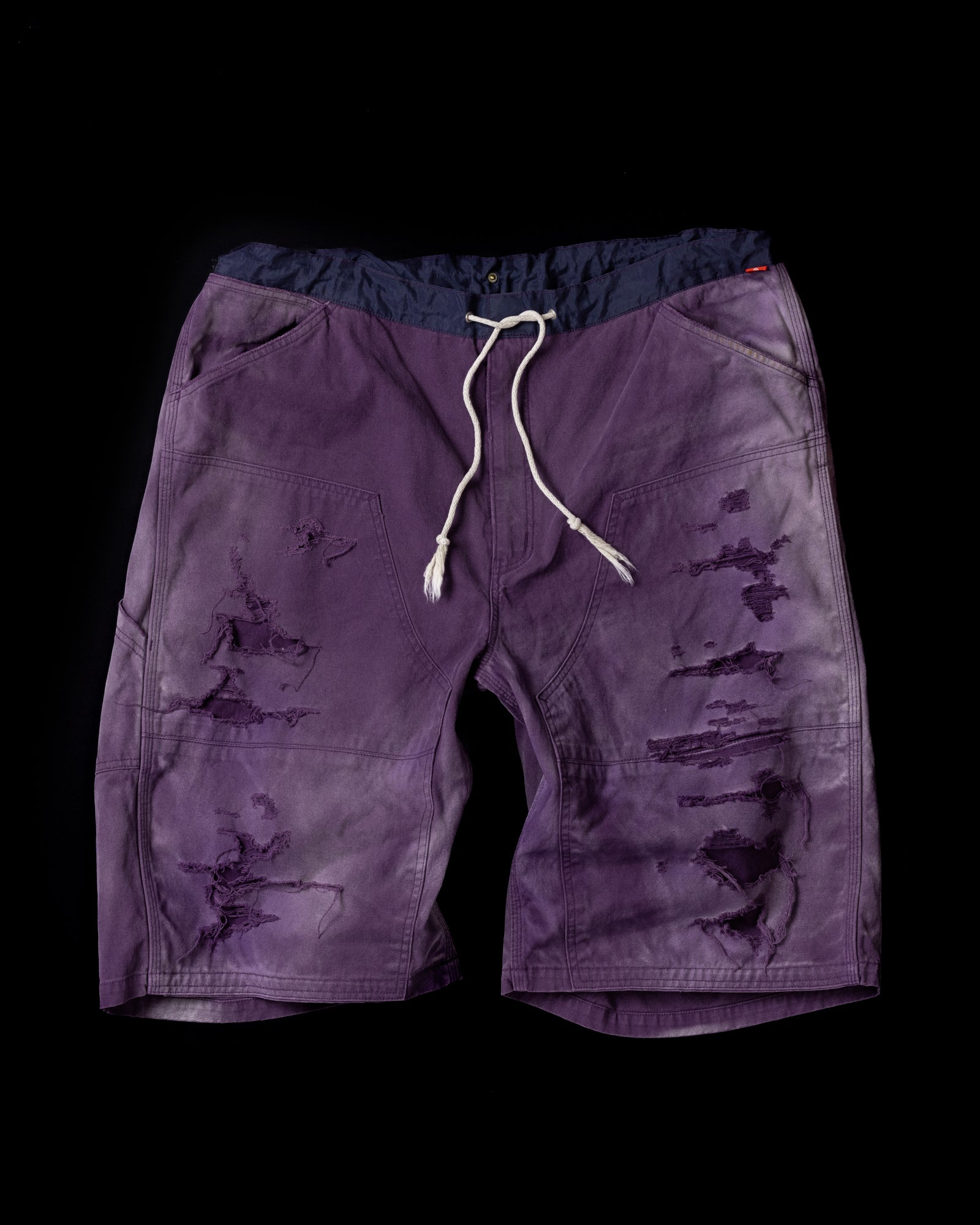 ANACHRONORM / DOUBLE KNEE DAMAGED PAINTER SHORT PANTS - PURPLE