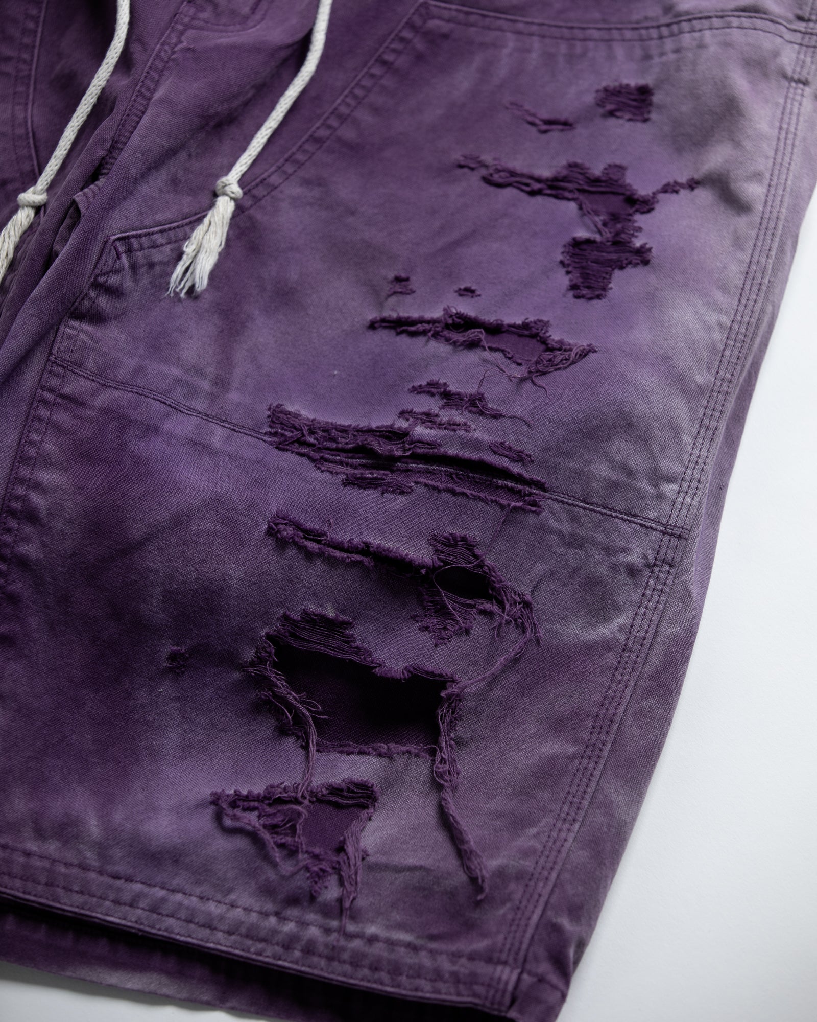 ANACHRONORM / DOUBLE KNEE DAMAGED PAINTER SHORT PANTS - PURPLE