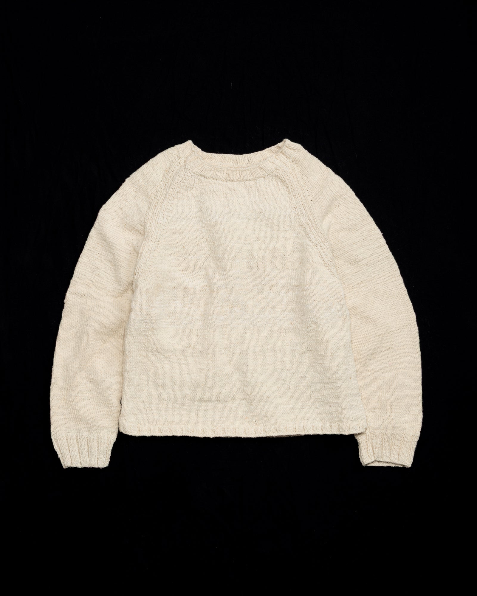 [COMING SOON] nakedgauge / HANDSPUN RAGLAN CREW NECK KNIT - RAW WHITE