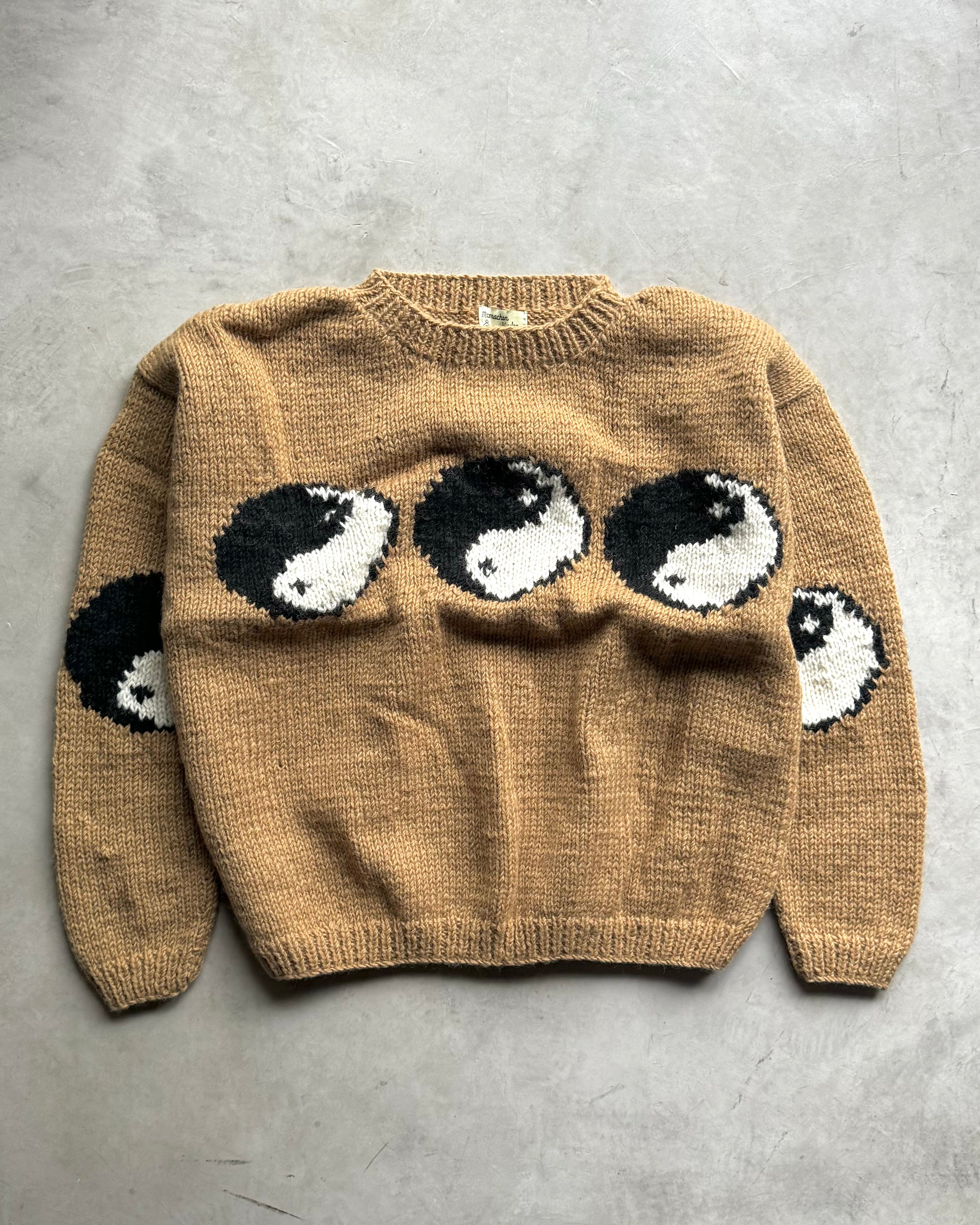 MacMahon Knitting Mills / Crew Neck Knit-Line Yin&Yang - BEIGE