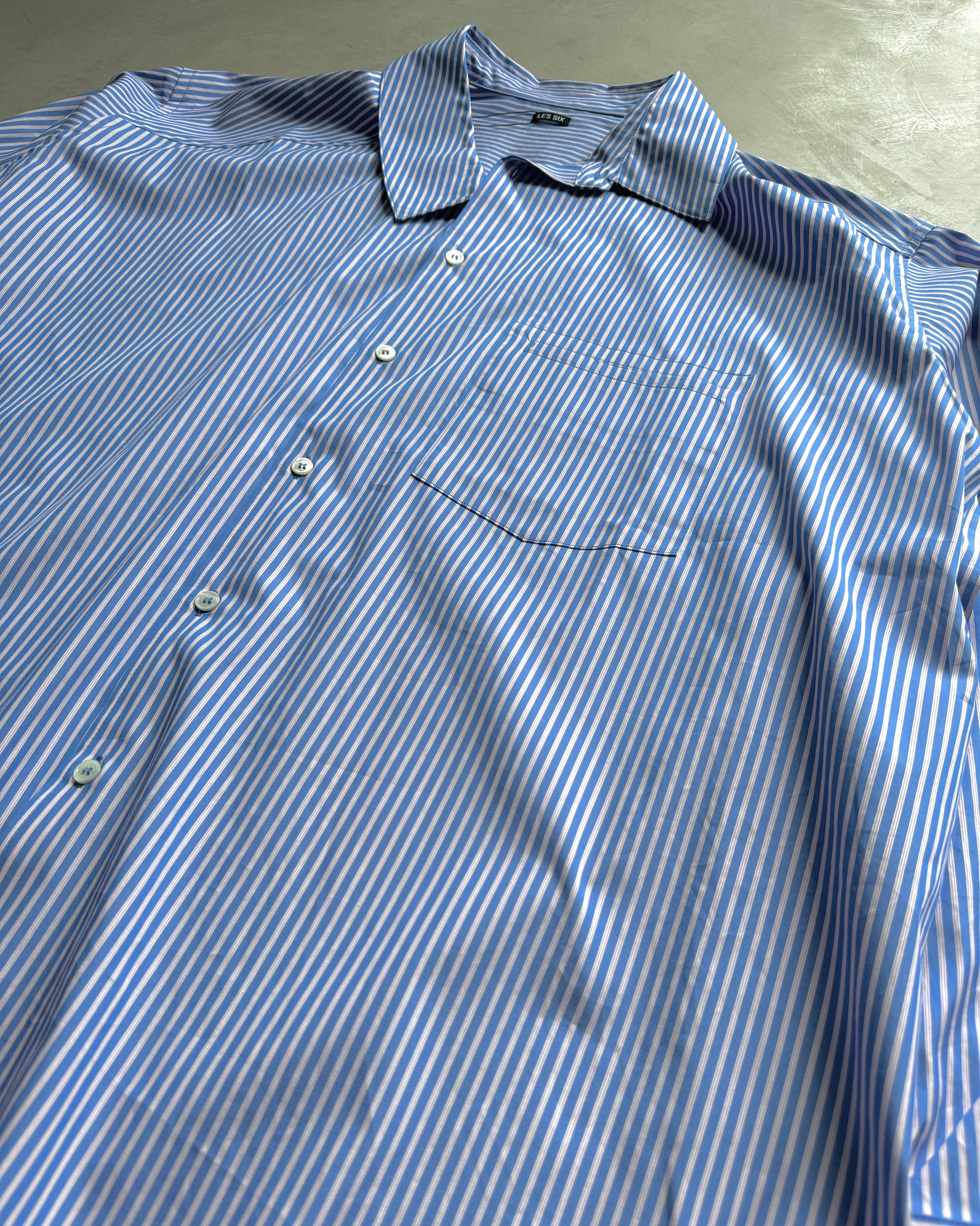 LES SIX / distorted shirt - blue stripe