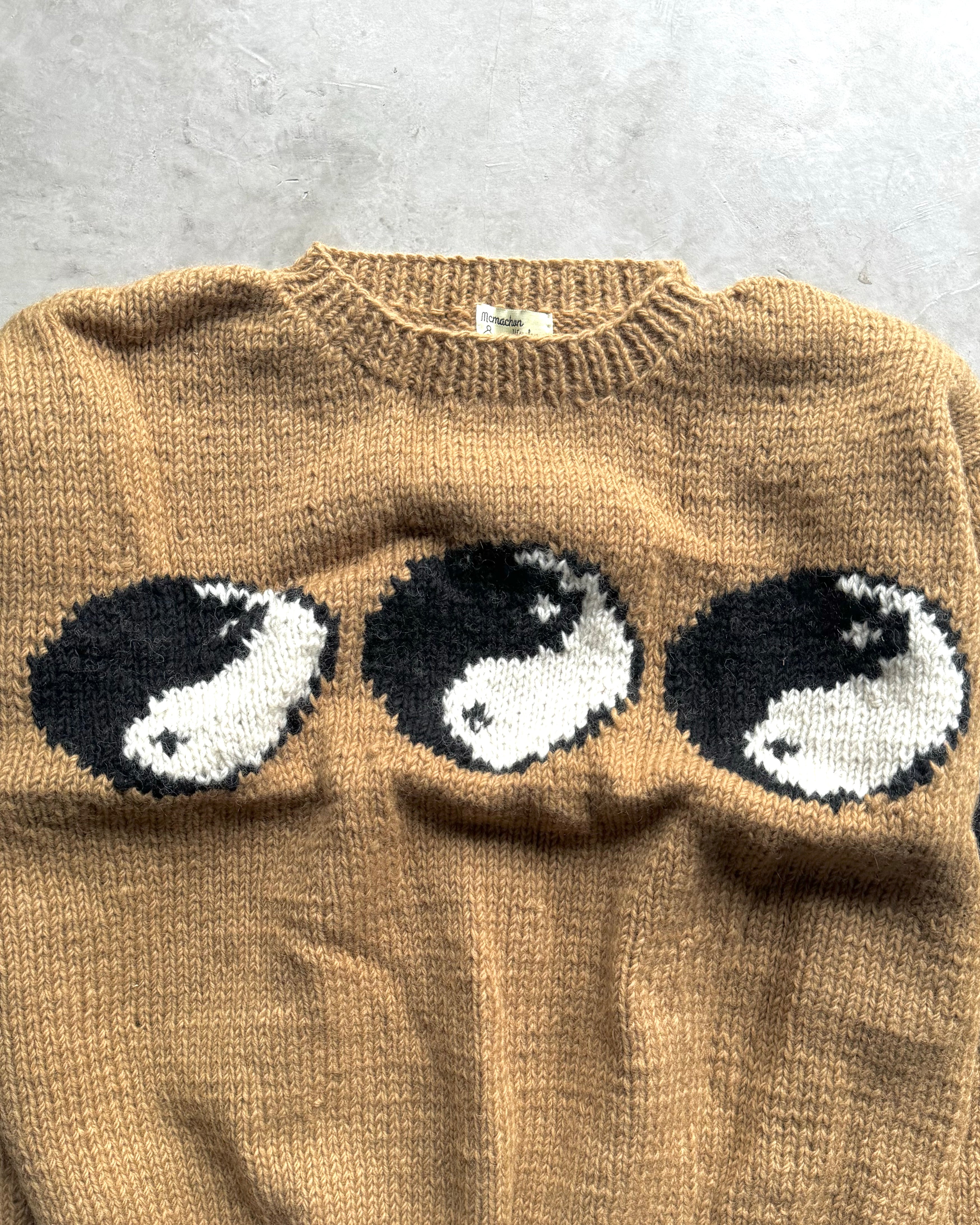 MacMahon Knitting Mills / Crew Neck Knit-Line Yin&Yang - BEIGE