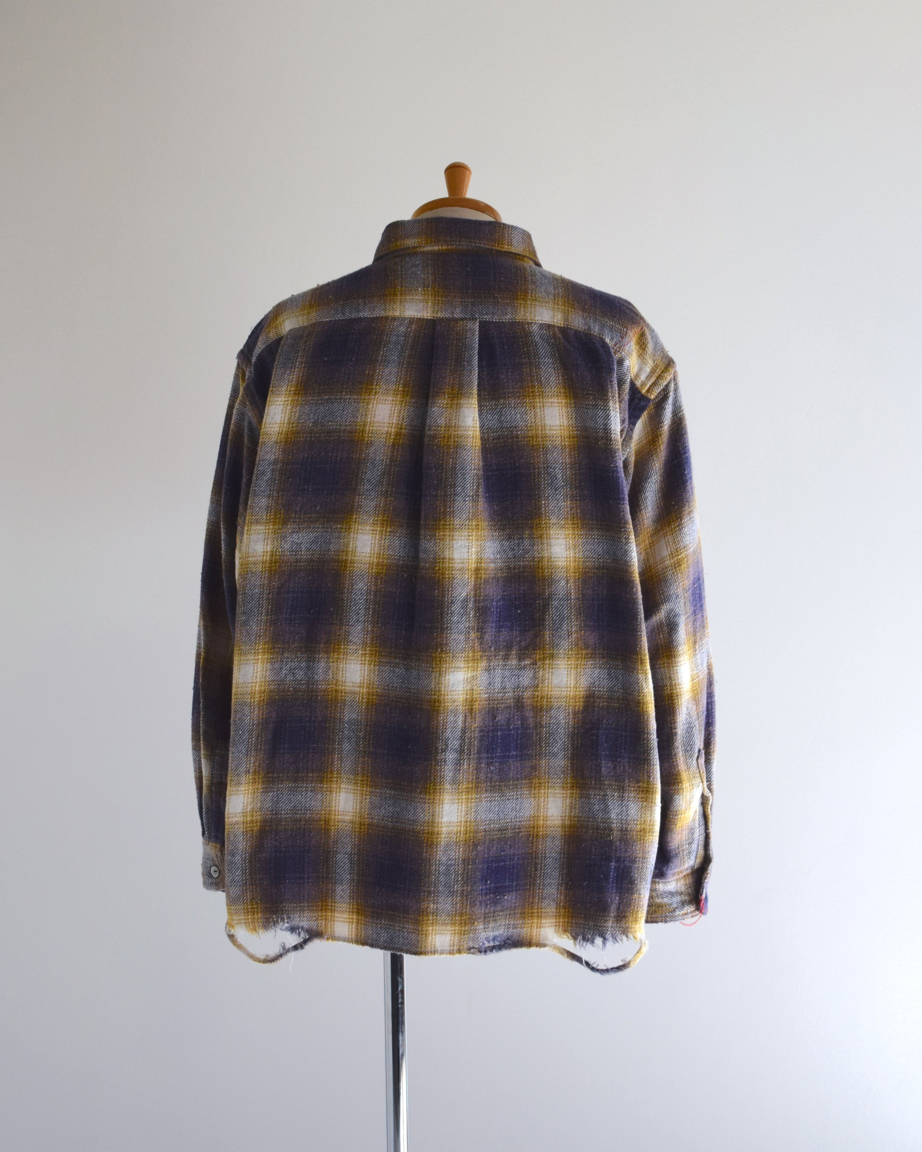 ANACHRONORM /OMBRE CHECK DAMAGED WIDE FLANNEL SHIRTS PURPLE×GREEN [EXCLUSIVE COLOR]