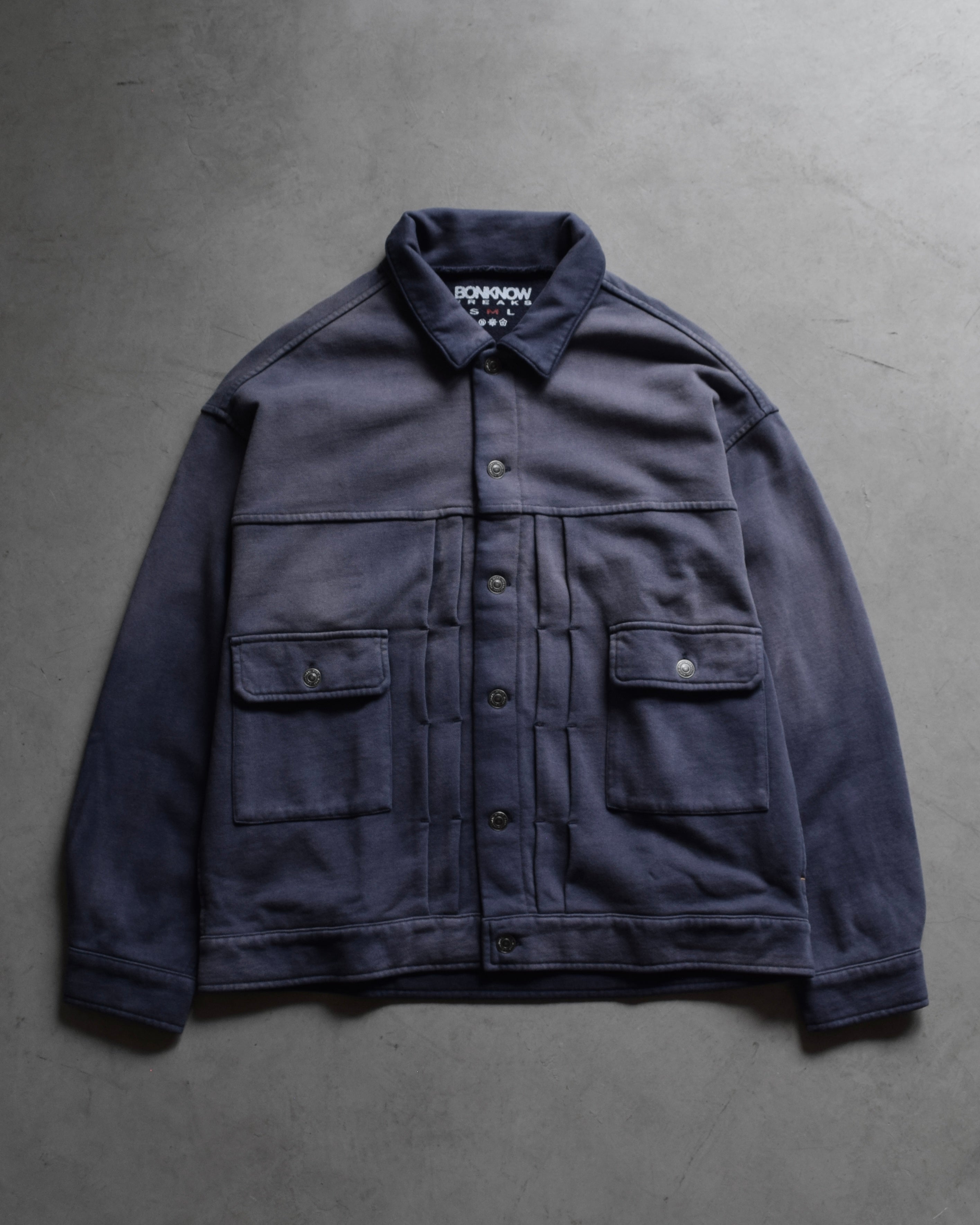 BONKNOW FREAKS / SWEAT TRUCKER JACKET - NAVY