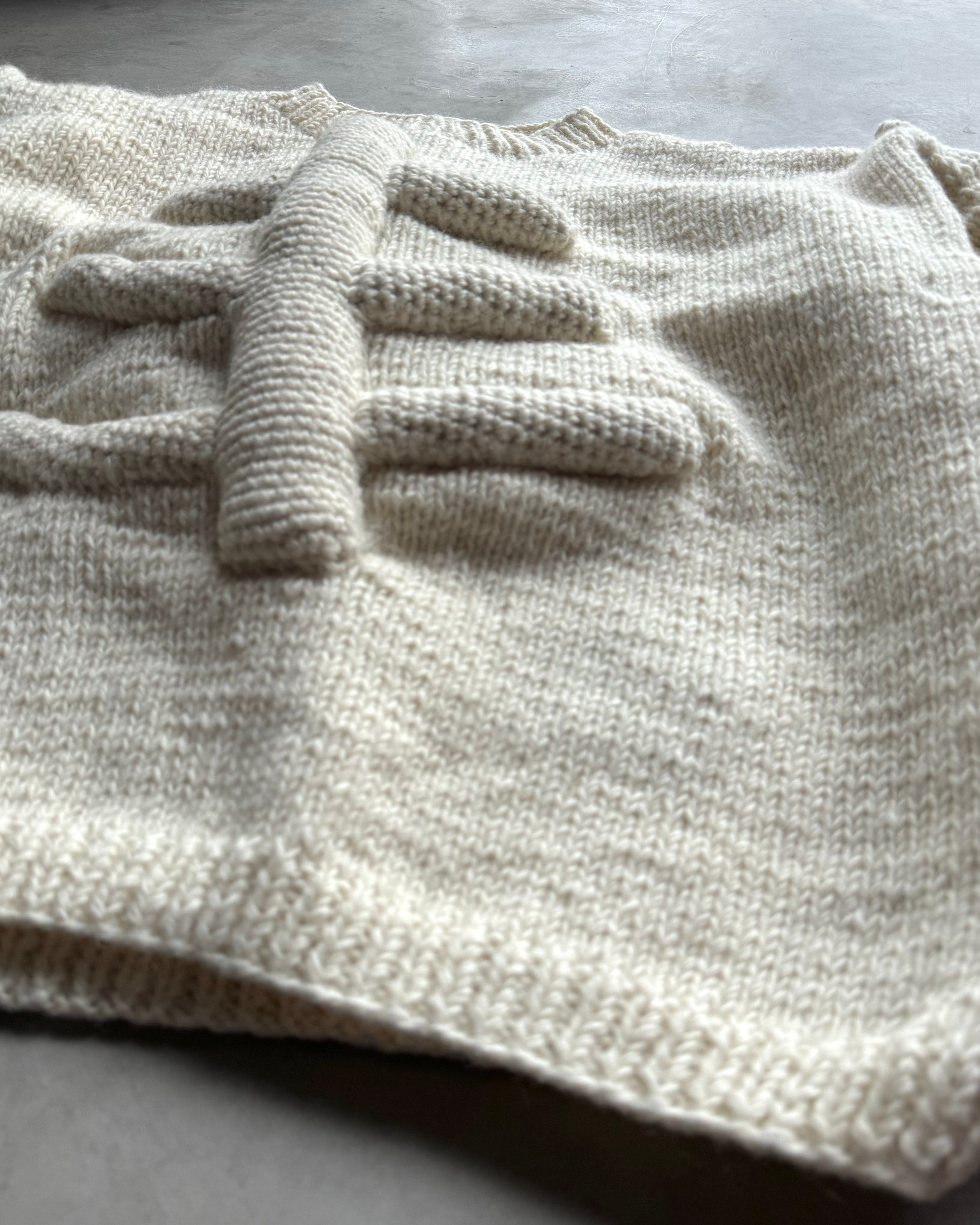 MacMahon Knitting Mills / Crew Neck Knit-3D Bone - WHITE