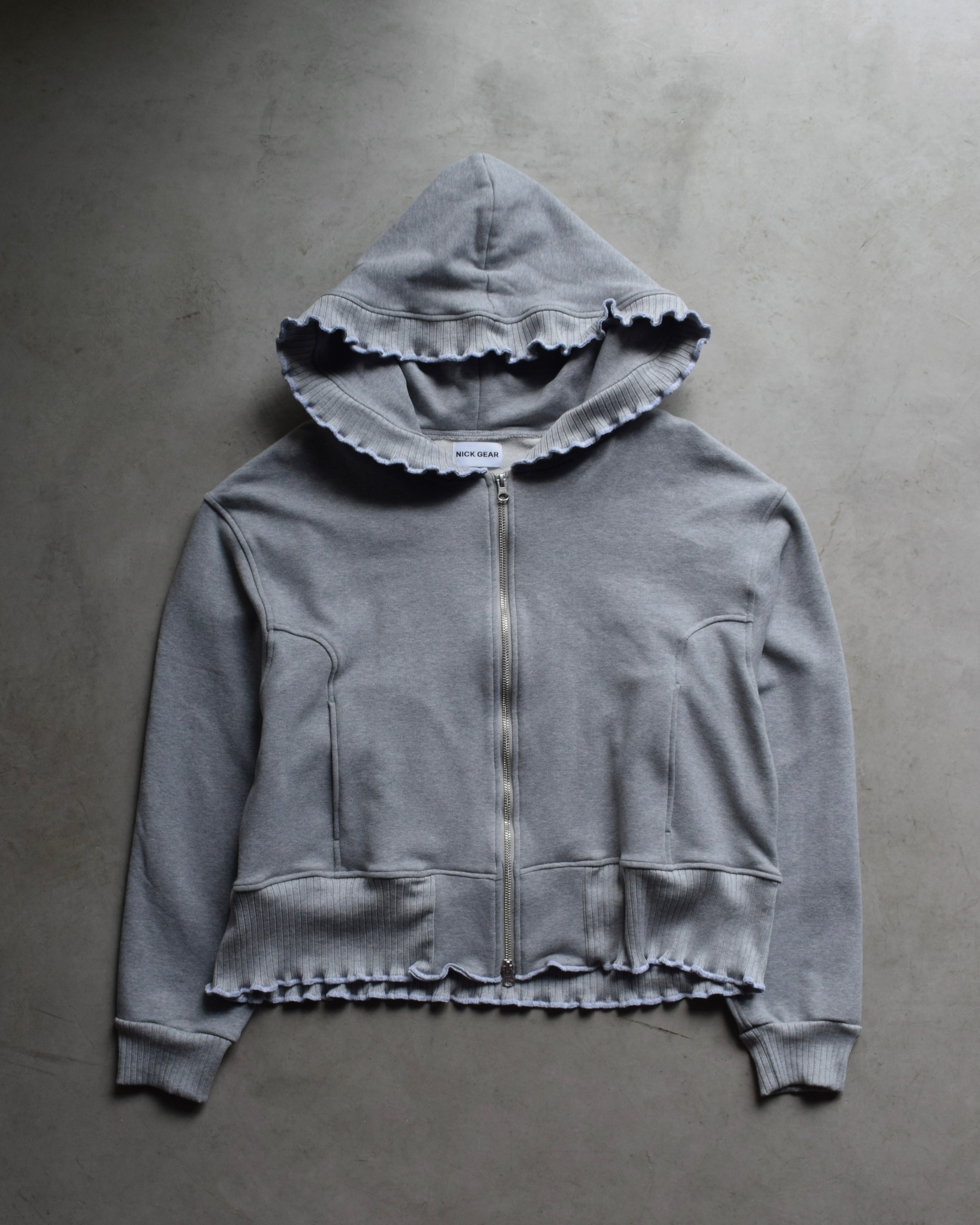 NICK GEAR / Frill Sweat Zip blouson - GRAY