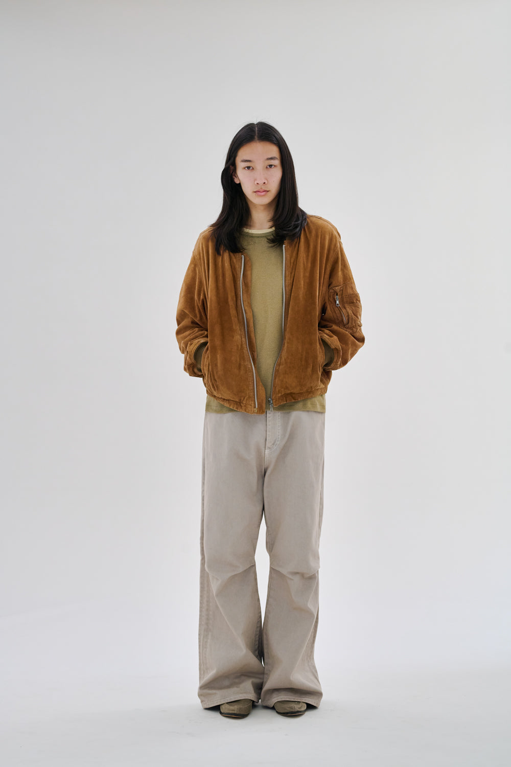 FIFTH GENERAL STORE / Knee Pleated Baggy Pants - Gray