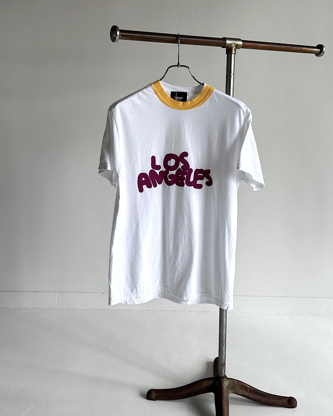 TODAY edition / Printed Ringer "LOS ANGELS" SS Tee - WHITE