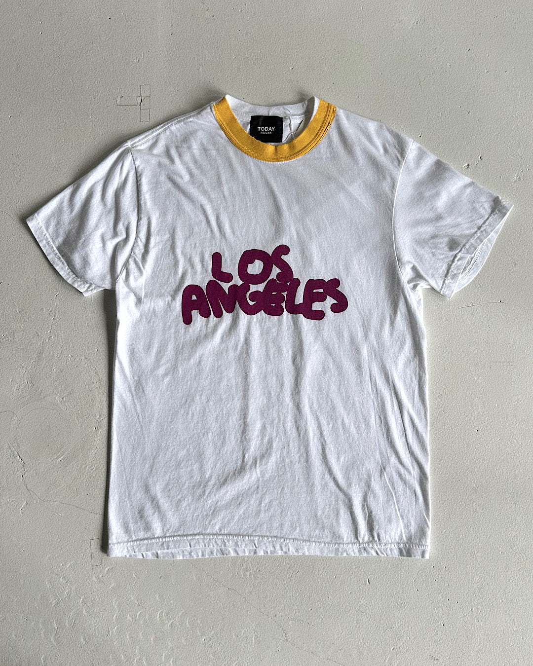 TODAY edition / Printed Ringer "LOS ANGELS" SS Tee - WHITE