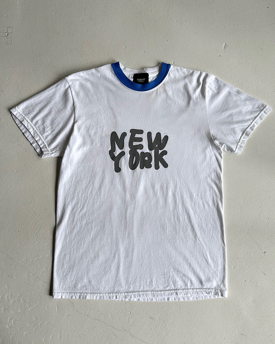 TODAY edition / Printed Ringer "NEW YORK" SS Tee - WHITE