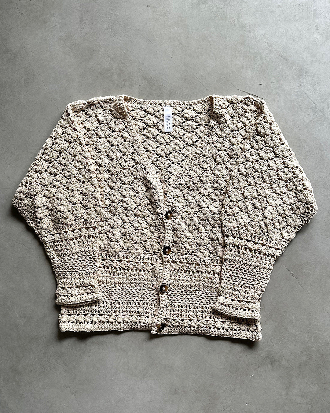 MacMahon Knitting Mills / Crochet Cardigan-SOLID - NATURAL
