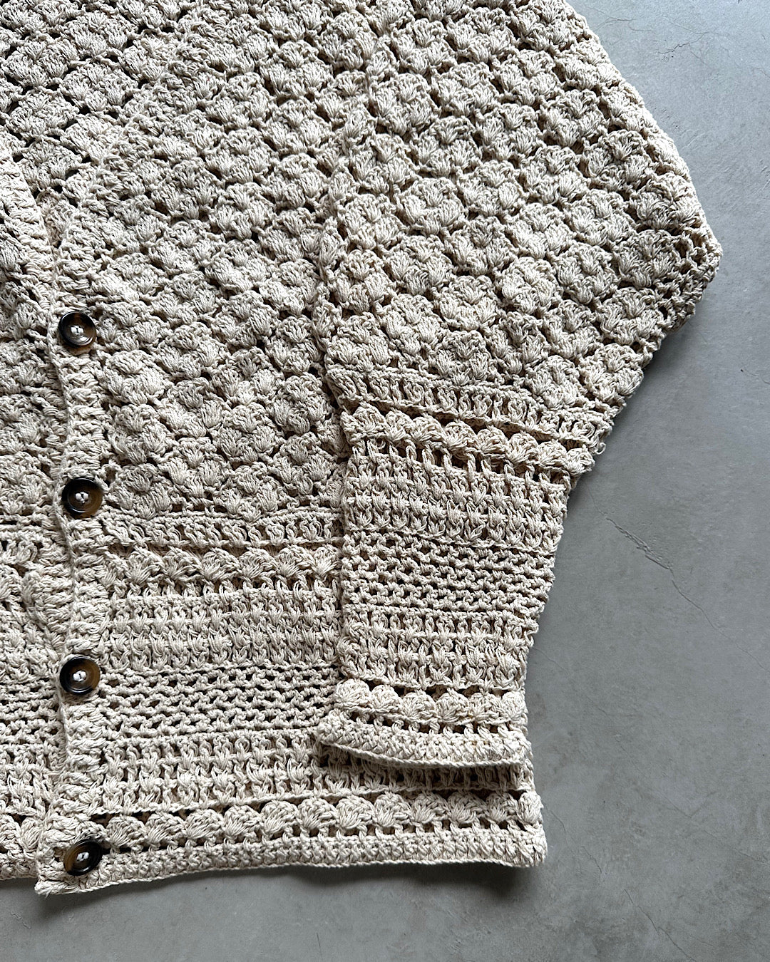 MacMahon Knitting Mills / Crochet Cardigan-SOLID - NATURAL