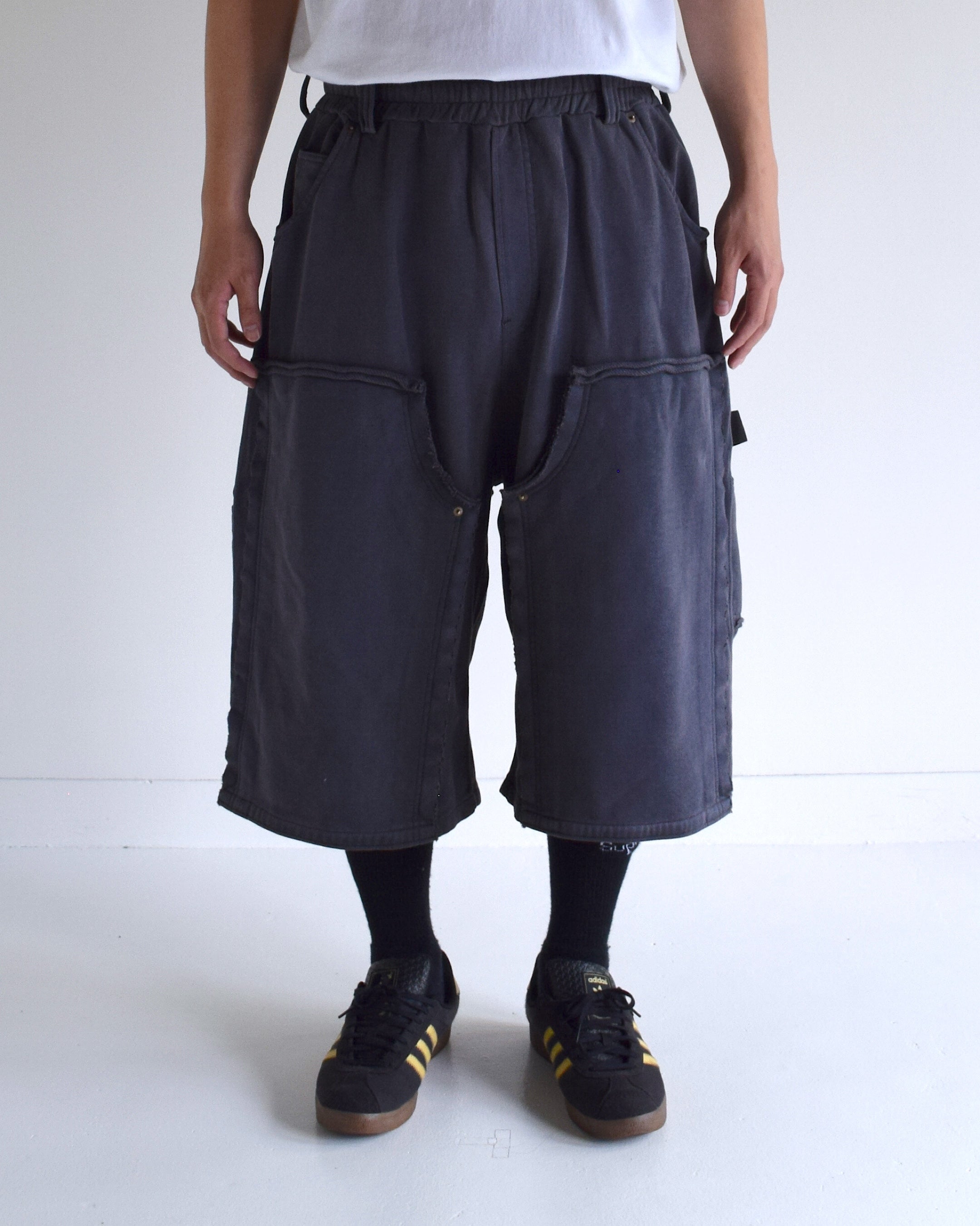 BONKNOW FREAKS / Double Knee Tactical Sweat Shorts - OBSIDIAN