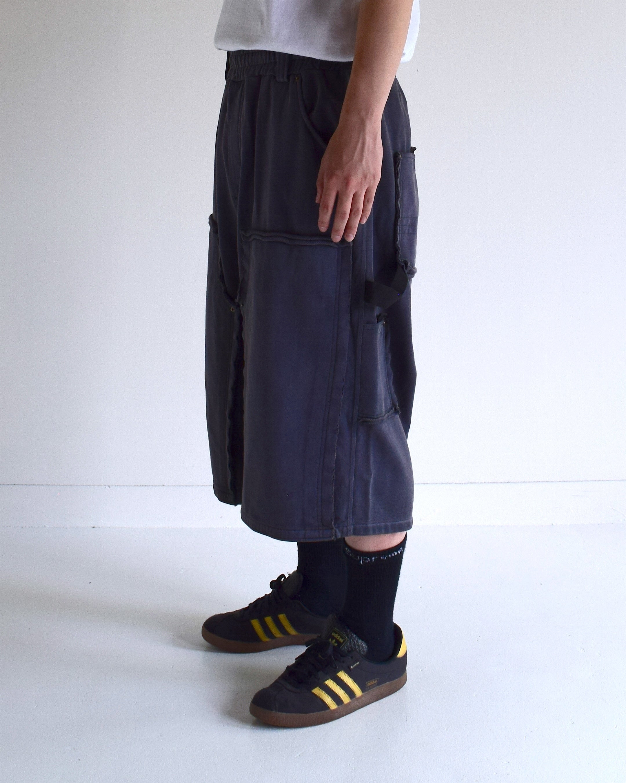 BONKNOW FREAKS / Double Knee Tactical Sweat Shorts - OBSIDIAN