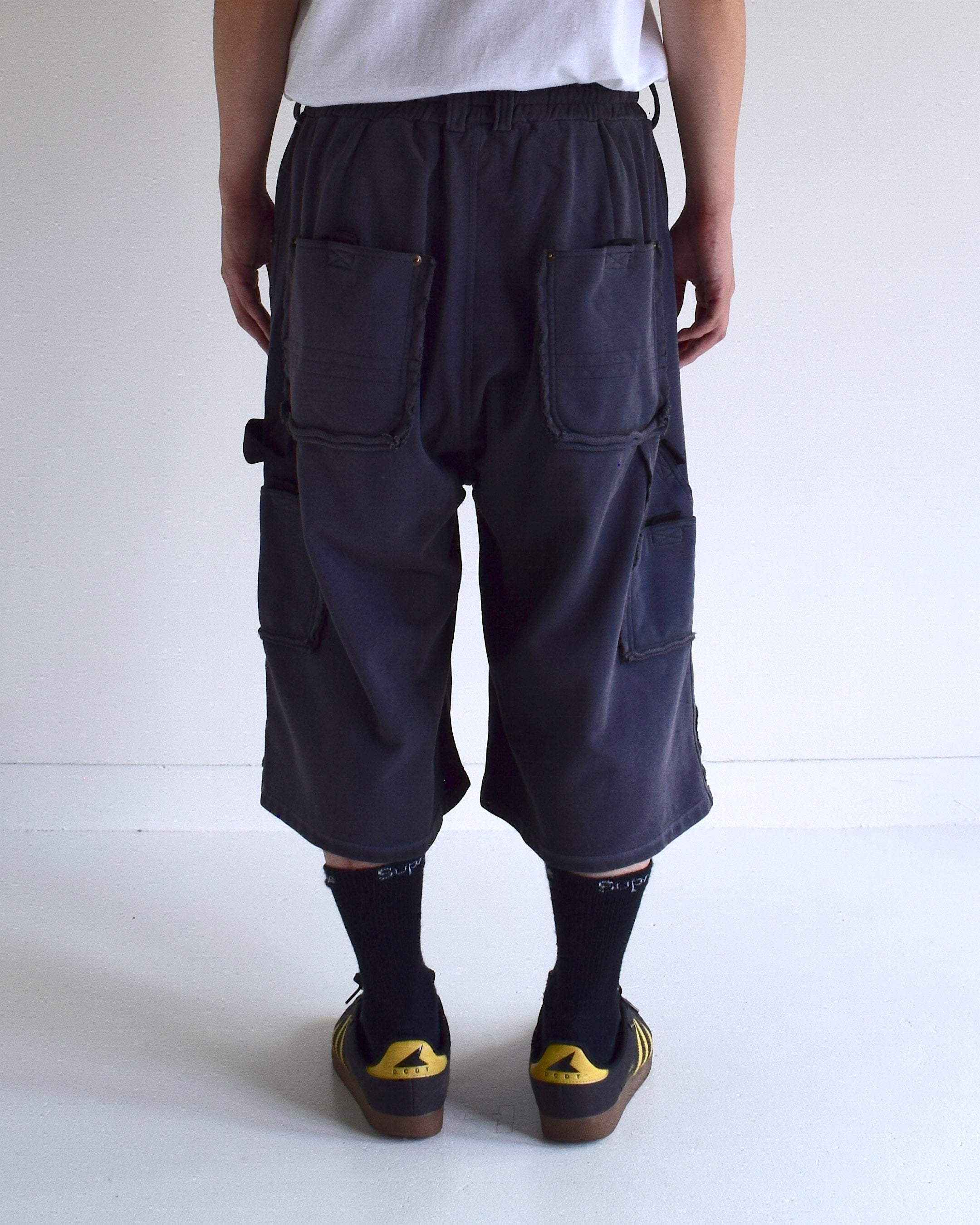 BONKNOW FREAKS / Double Knee Tactical Sweat Shorts - OBSIDIAN
