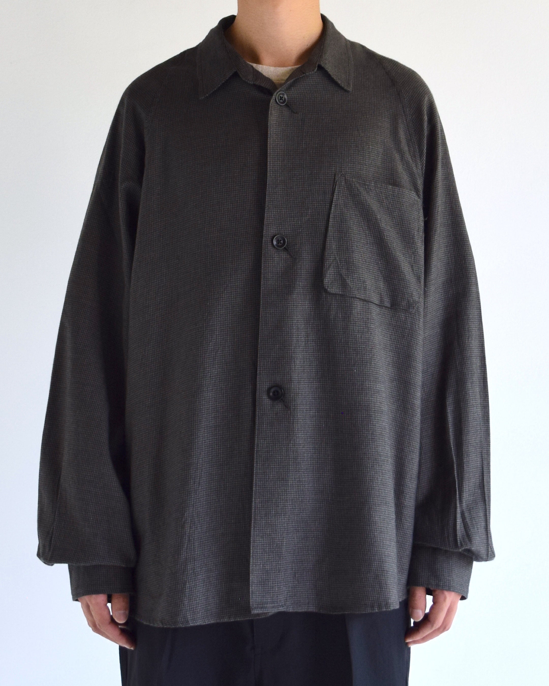 satou / "nemaki wide check shirt" - sumi