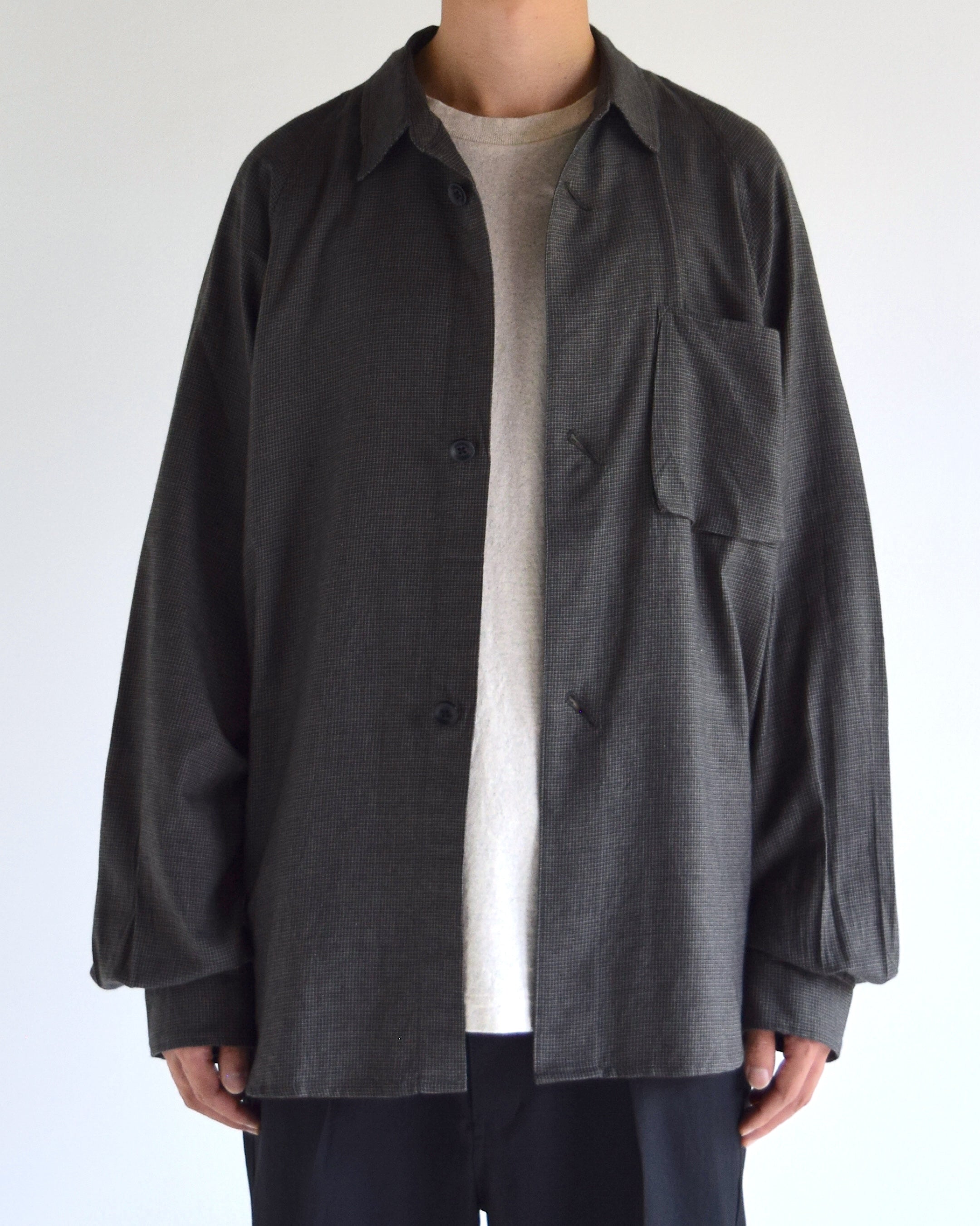 satou / "nemaki wide check shirt" - sumi
