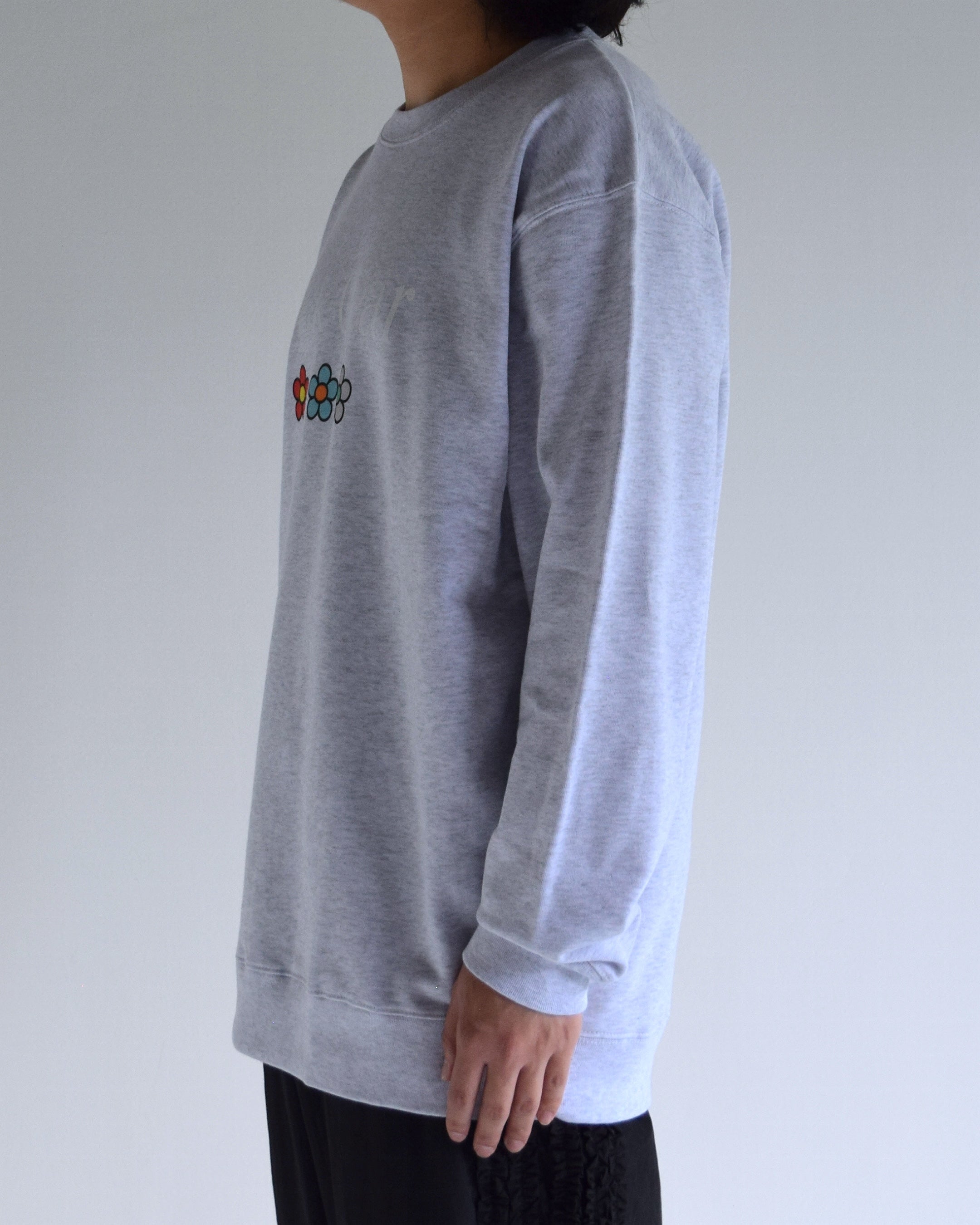 NICK GEAR / Flower print logo sweat - GRAY