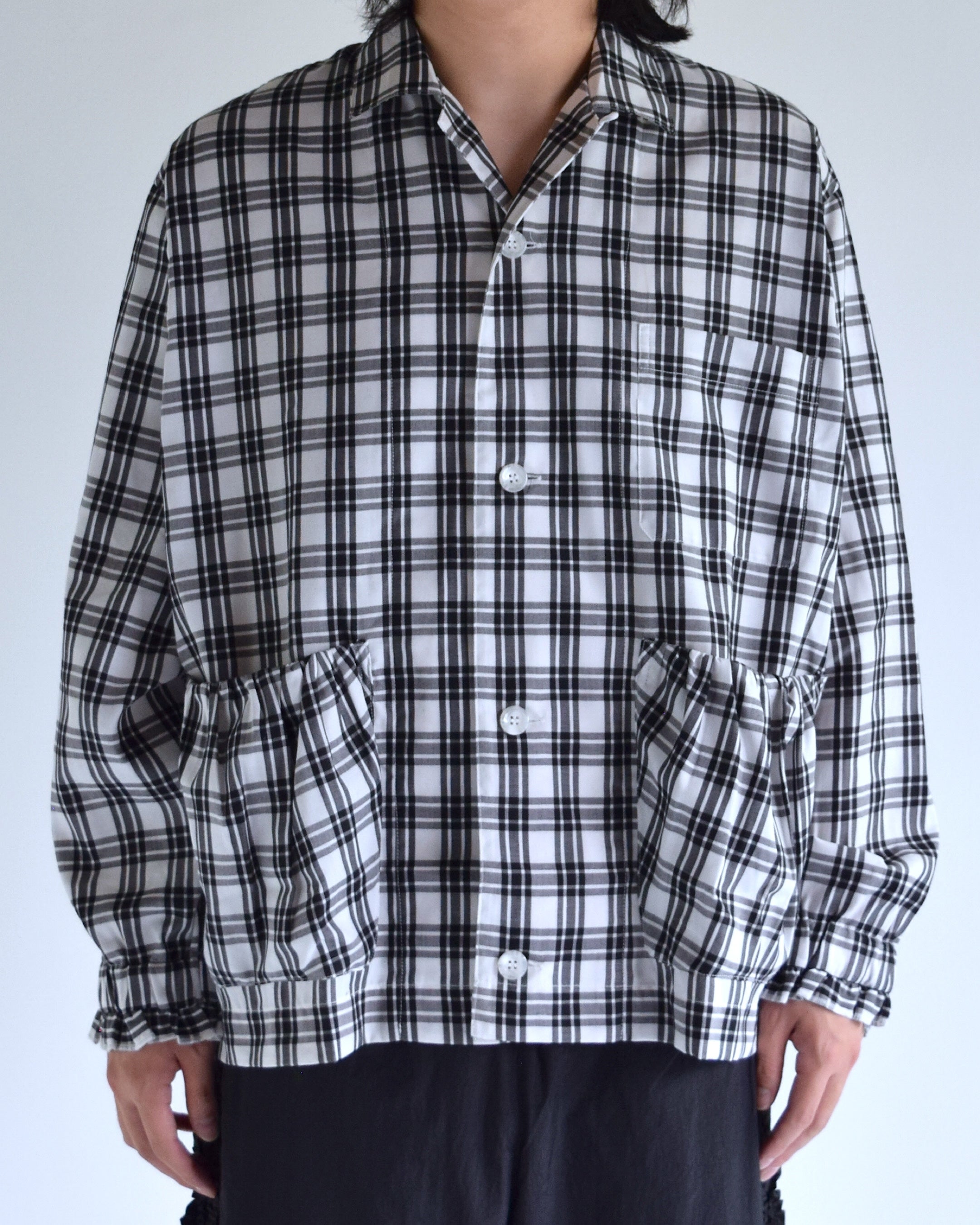 NICK GEAR / Plaid Shirt - WHITE×BLACK