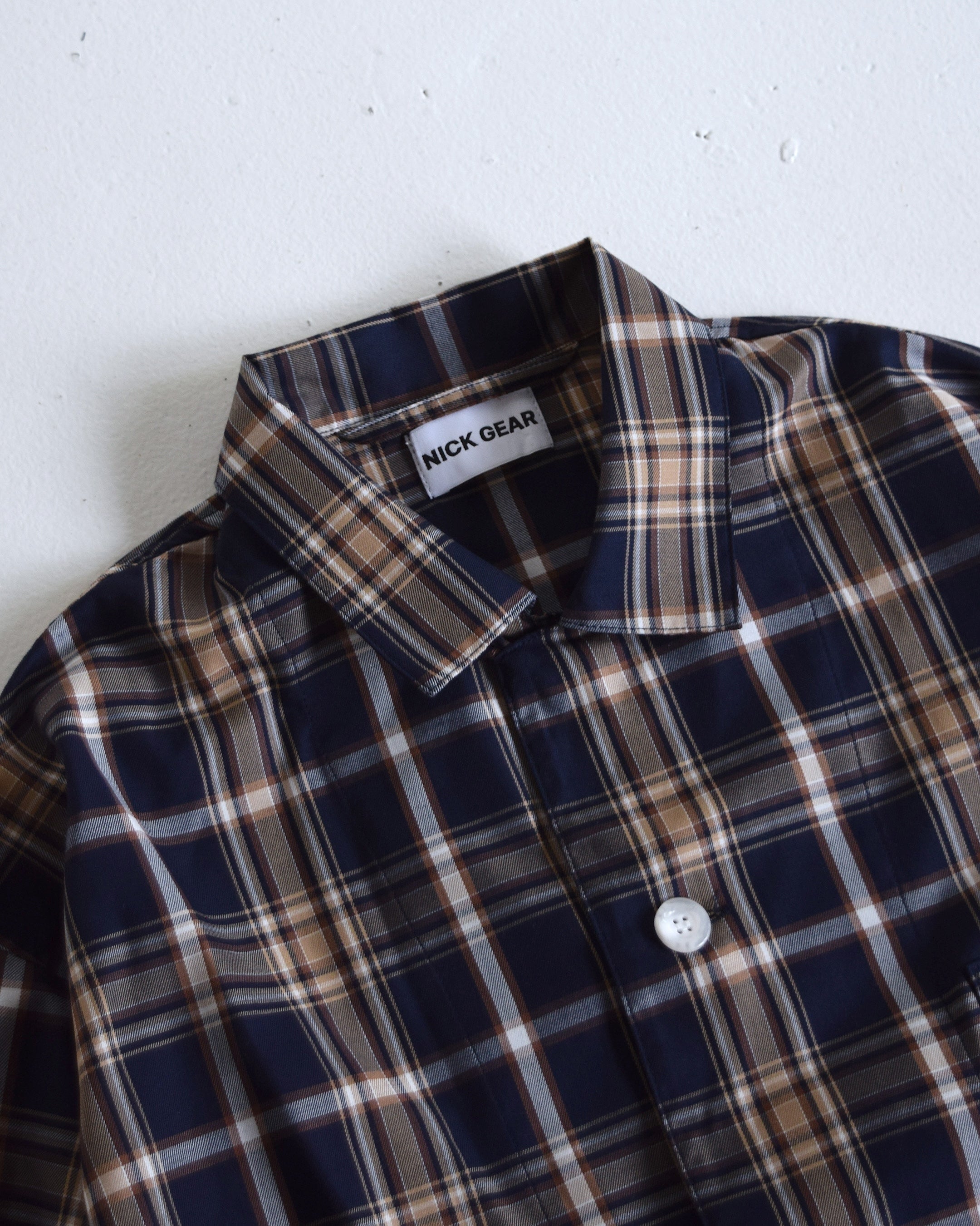 NICK GEAR / Plaid Shirt - BROWN×NAVY