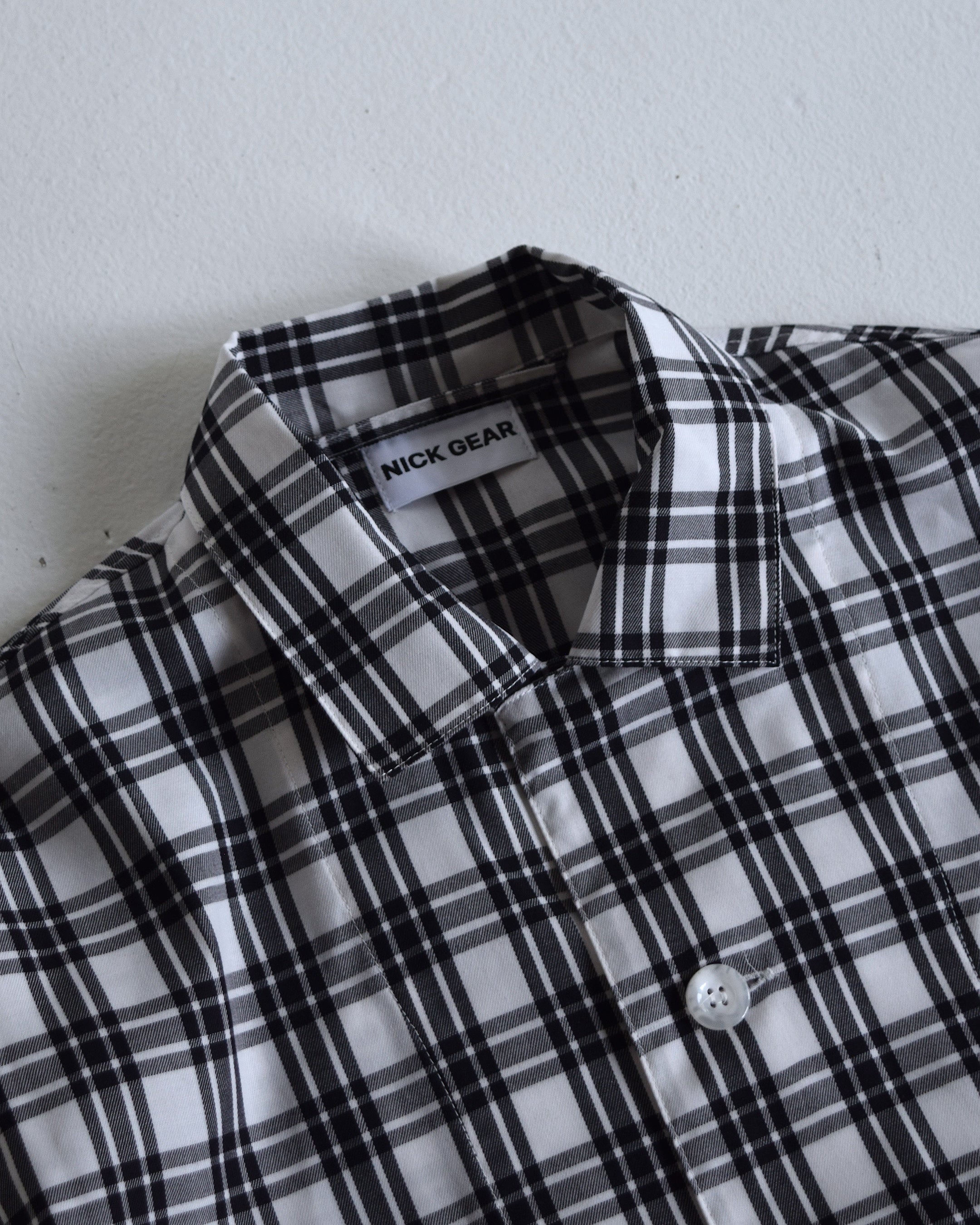 NICK GEAR / Plaid Shirt - WHITE×BLACK