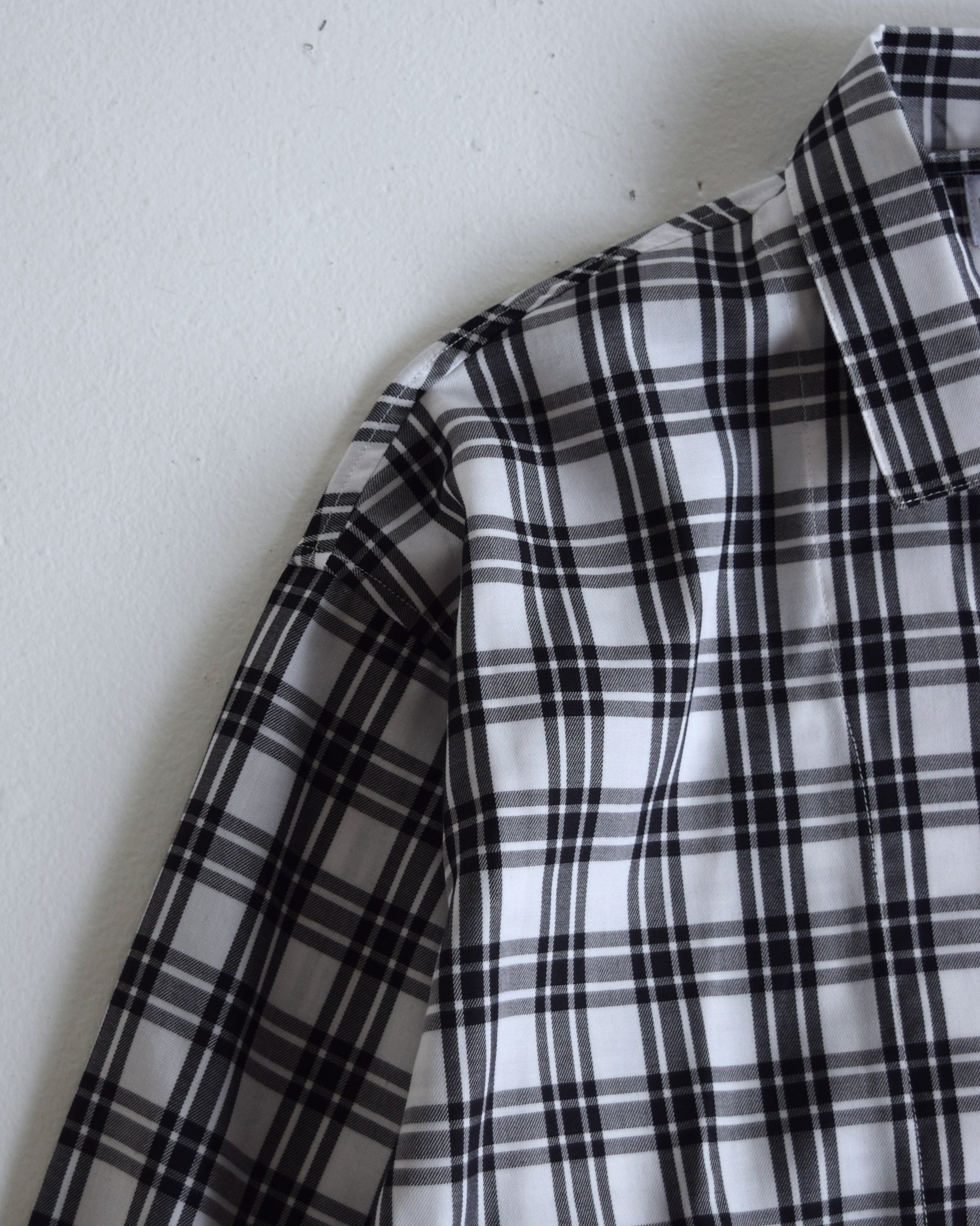 NICK GEAR / Plaid Shirt - WHITE×BLACK