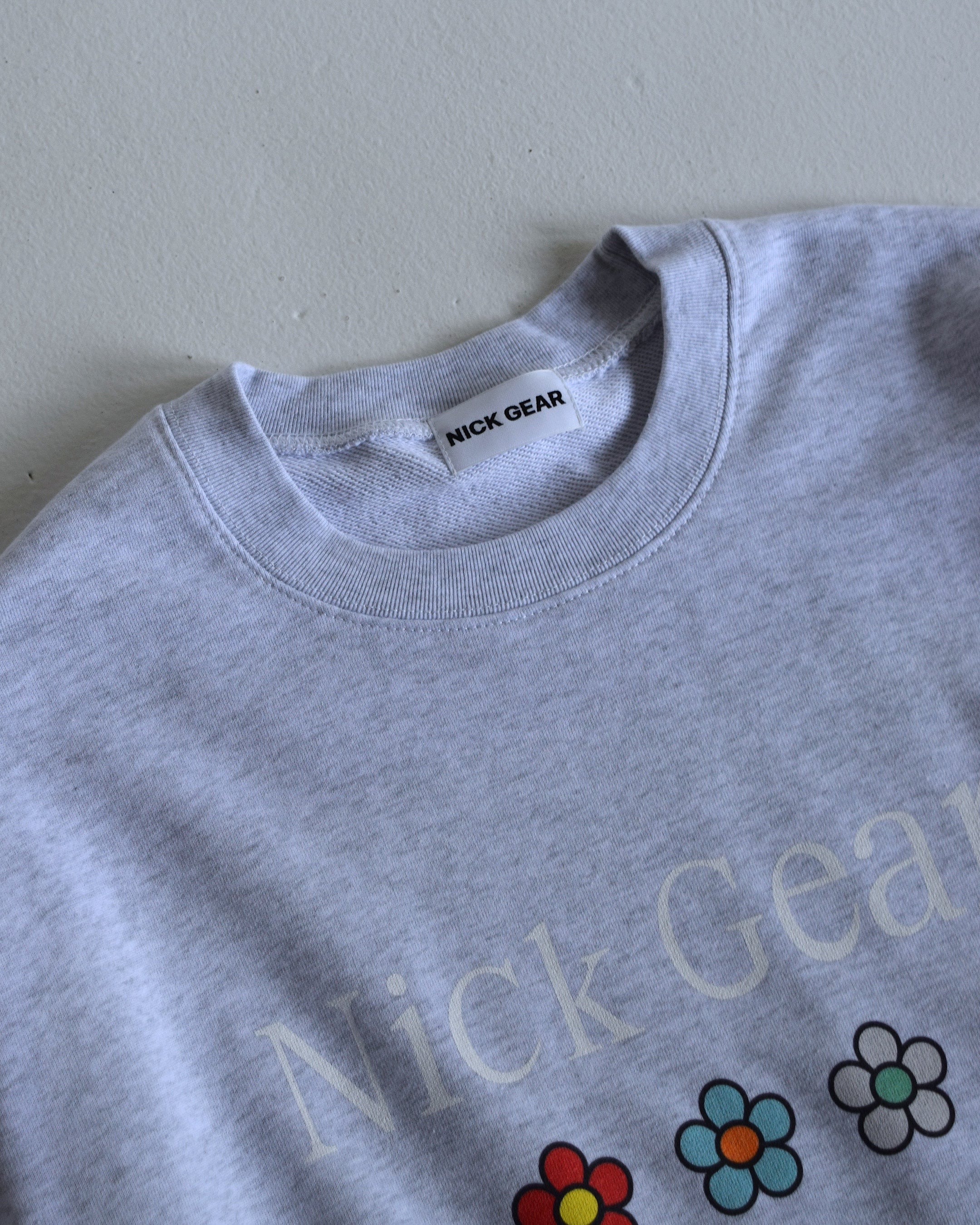NICK GEAR / Flower print logo sweat - GRAY