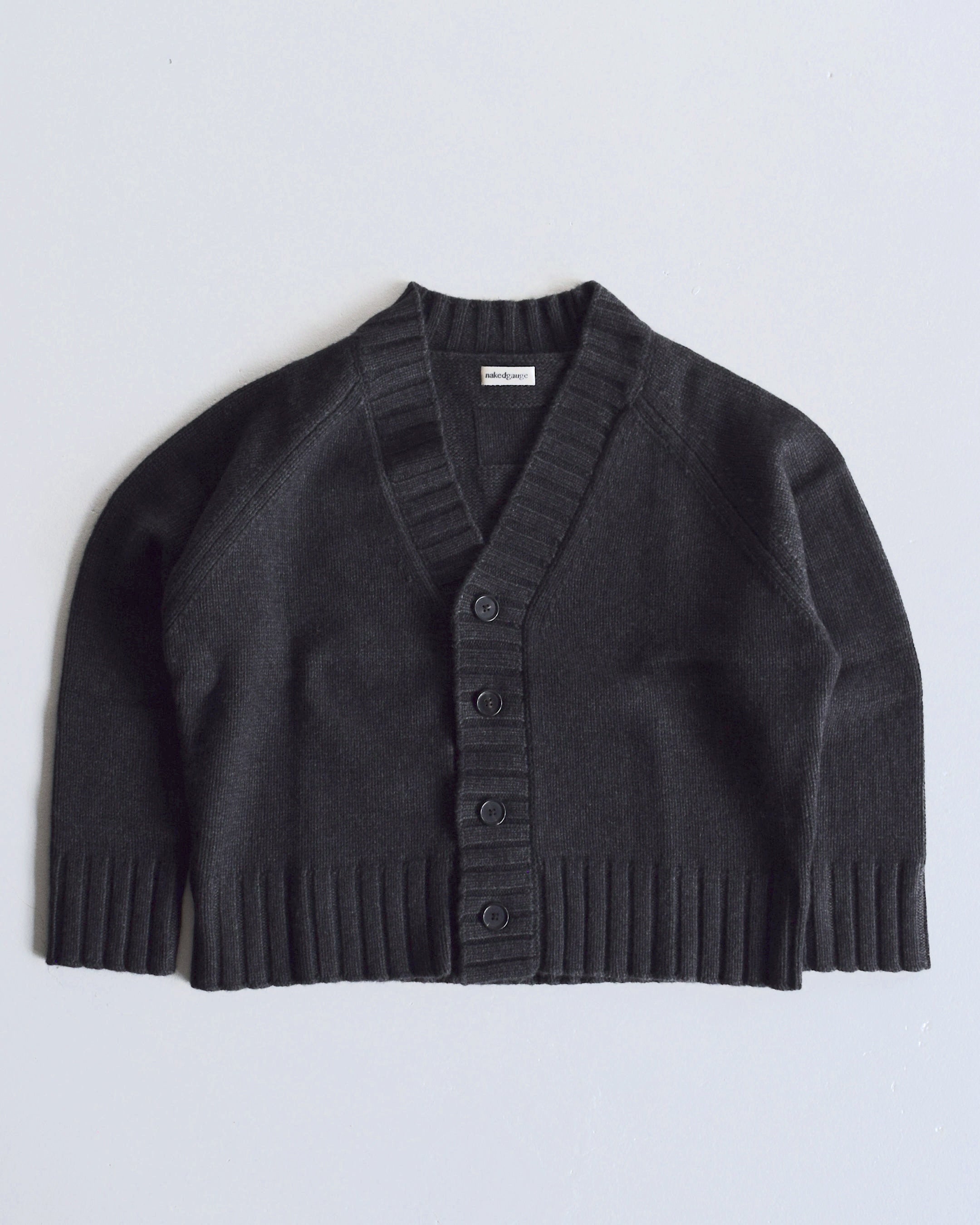 nakedgauge / COMFORT BLEND YARN JAPANESE BAND CARDIGAN - CHARCOAL