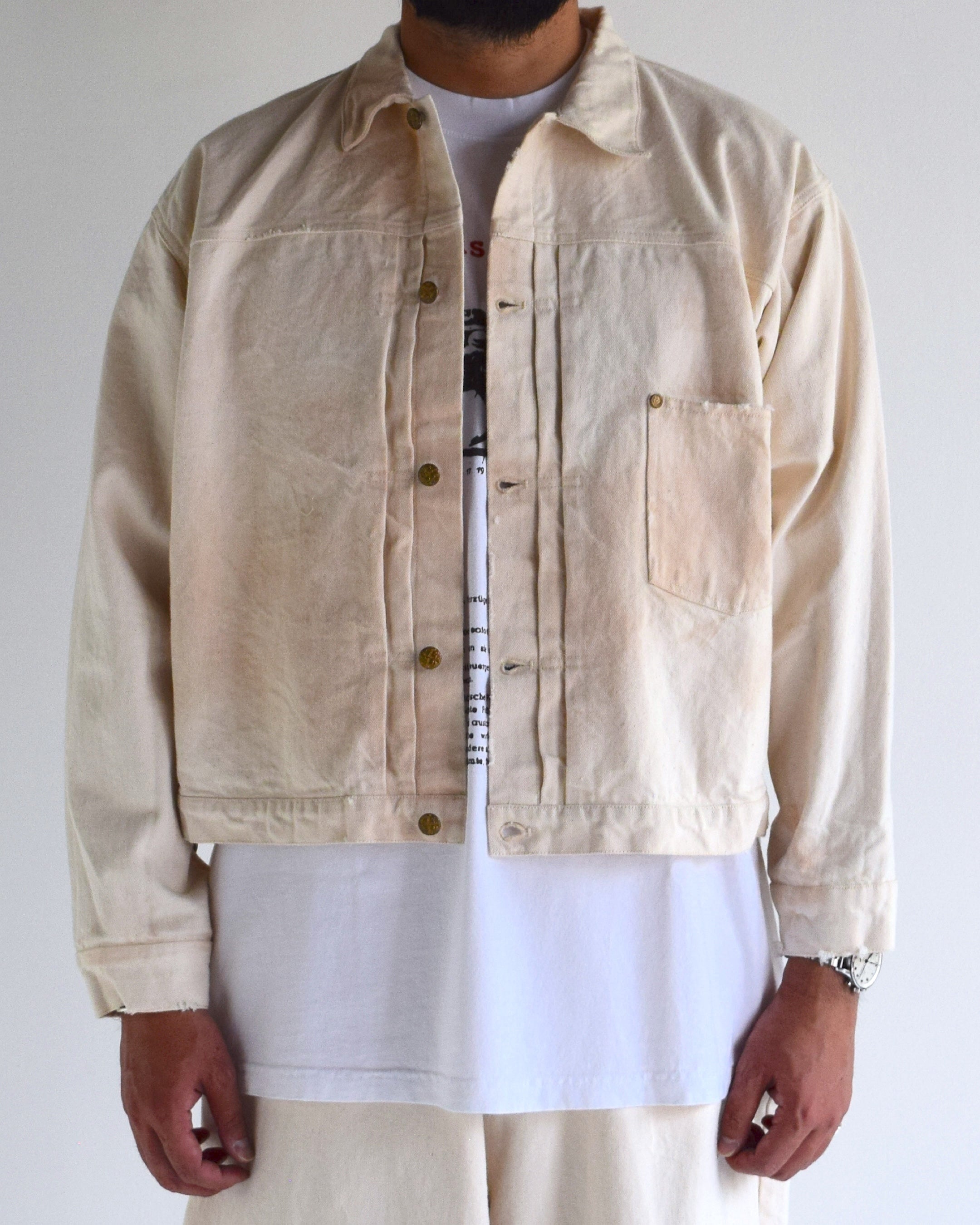 LES SIX / Patriots Denim Jacket - WHITE