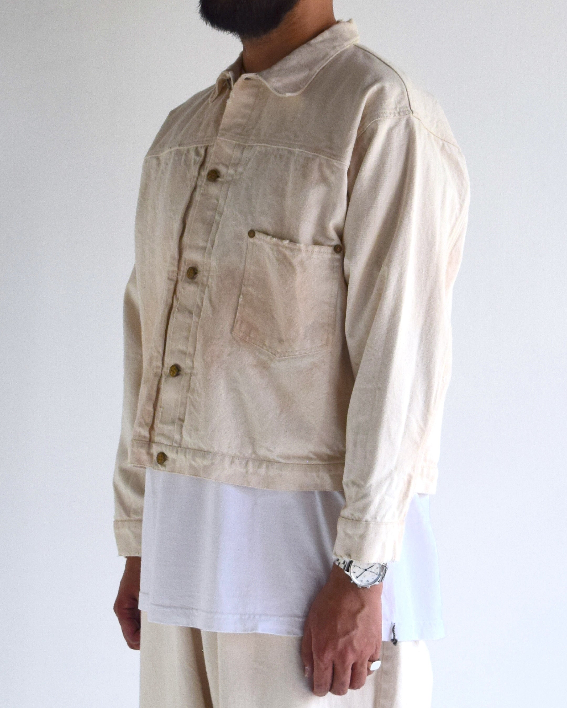 LES SIX / Patriots Denim Jacket - WHITE