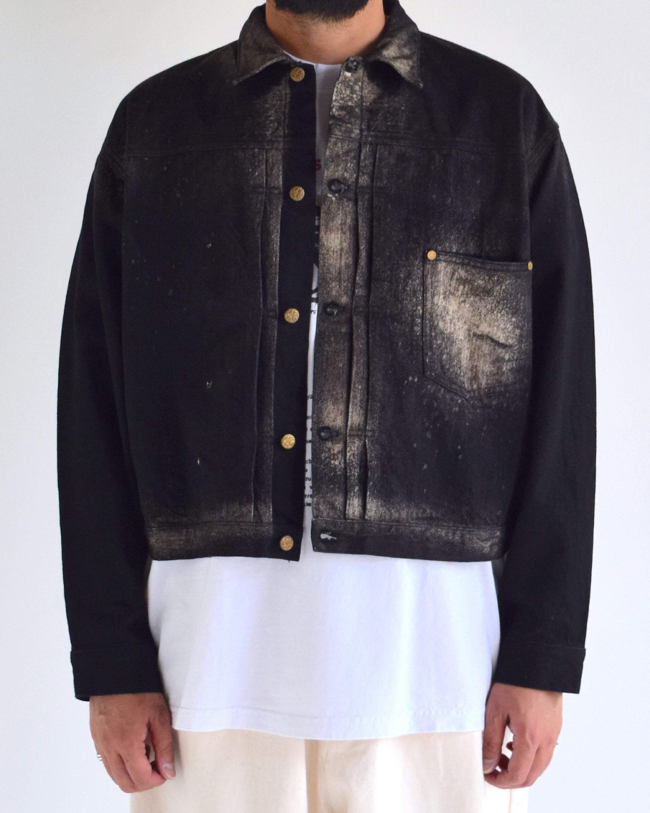 LES SIX / Patriots Denim Jacket - BLACK