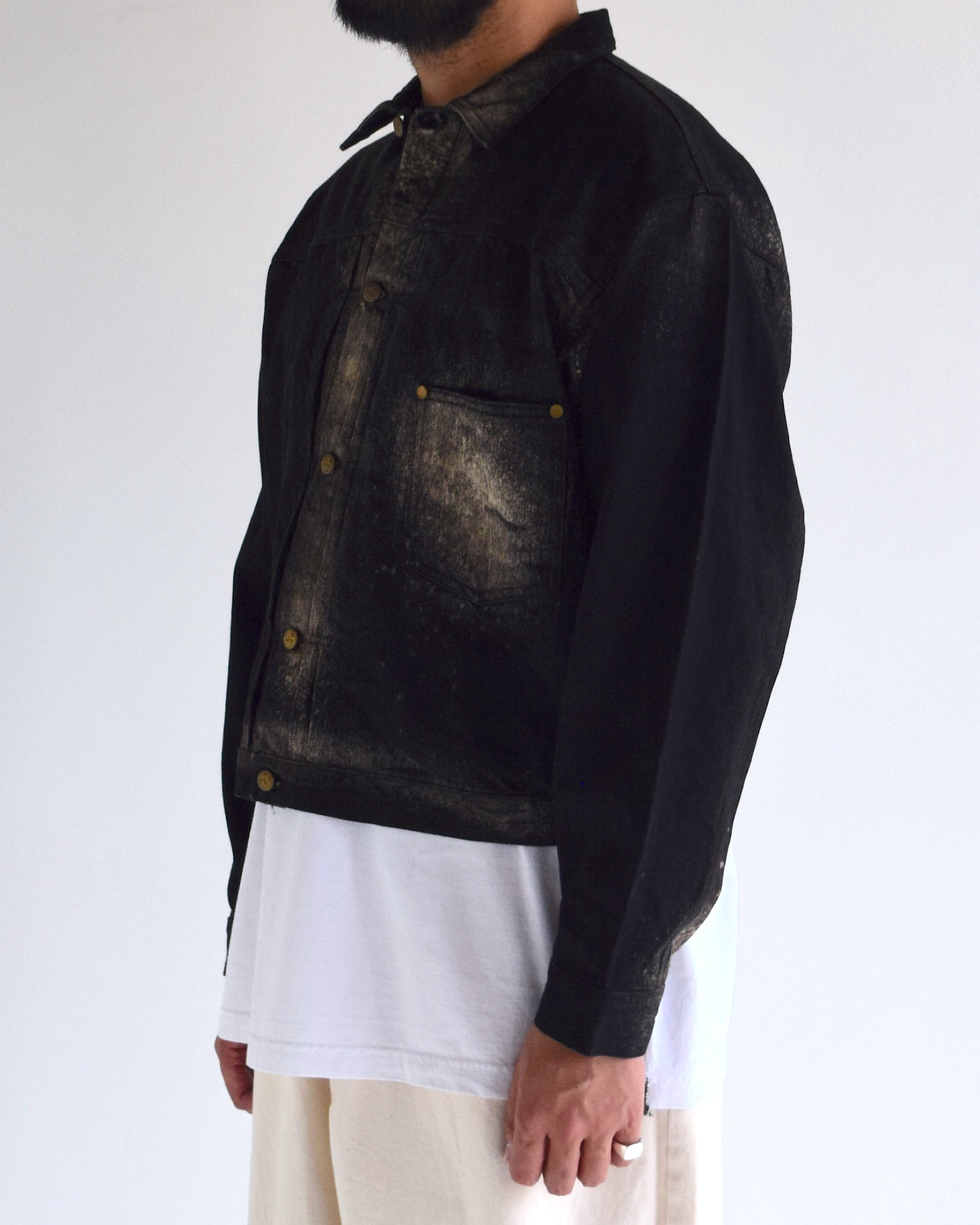 LES SIX / Patriots Denim Jacket - BLACK