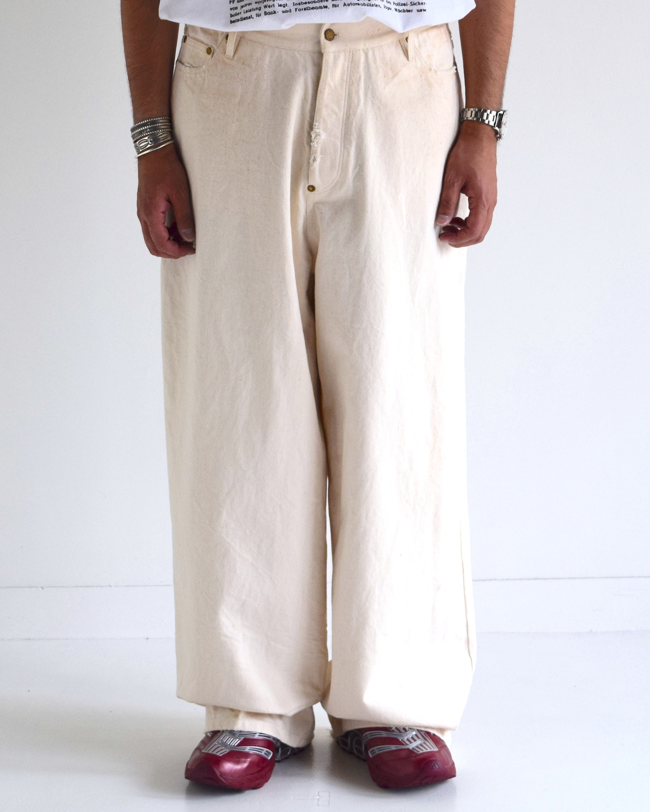 LES SIX / Patriots Denim Pants - WHITE