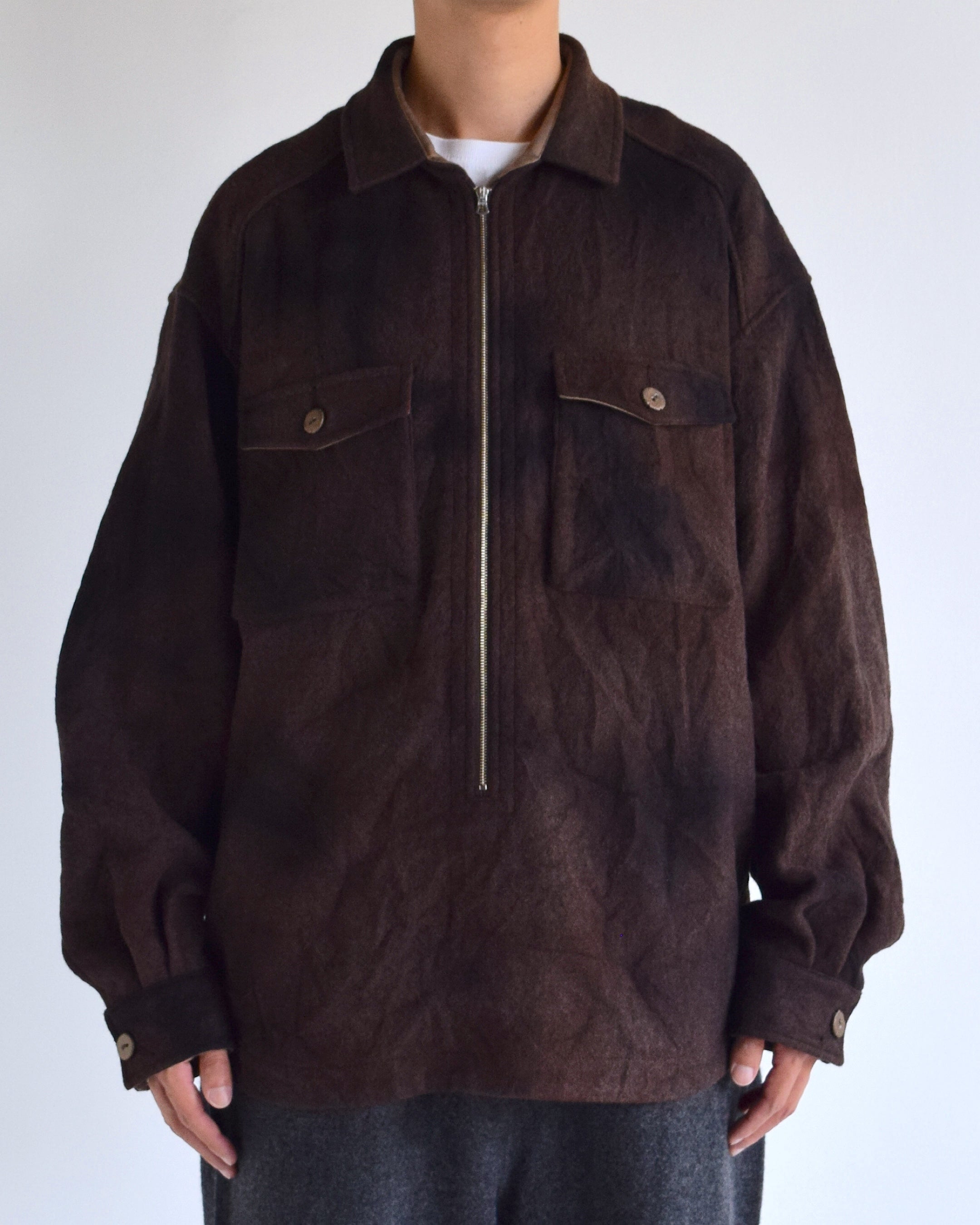 satou / "half zip melton shirt" - sabi