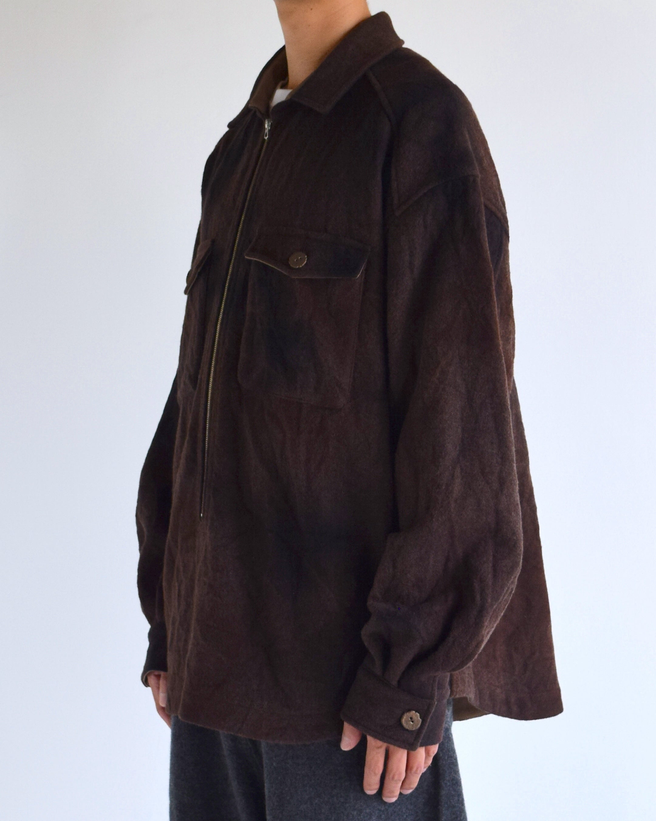 satou / "half zip melton shirt" - sabi