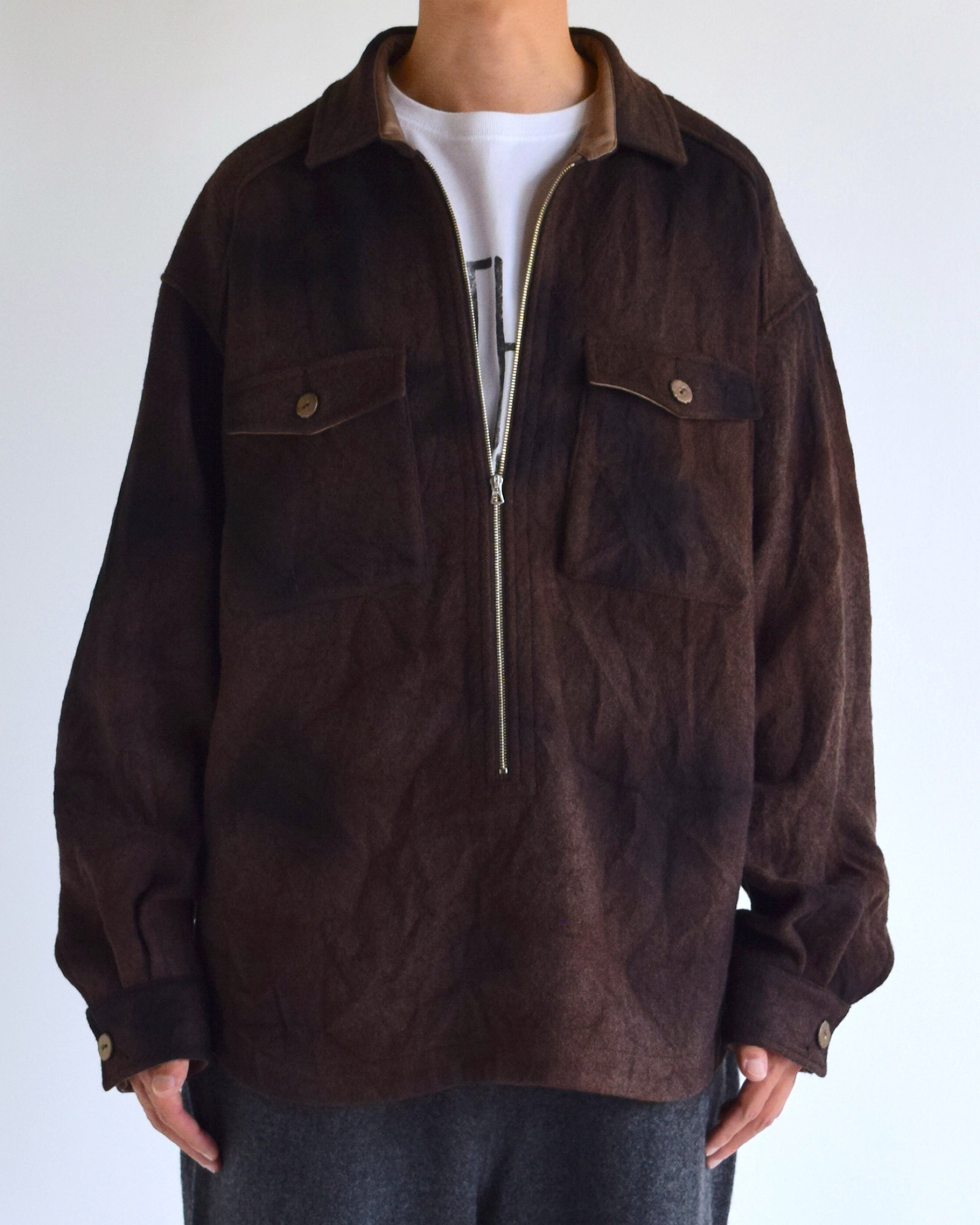 satou / "half zip melton shirt" - sabi
