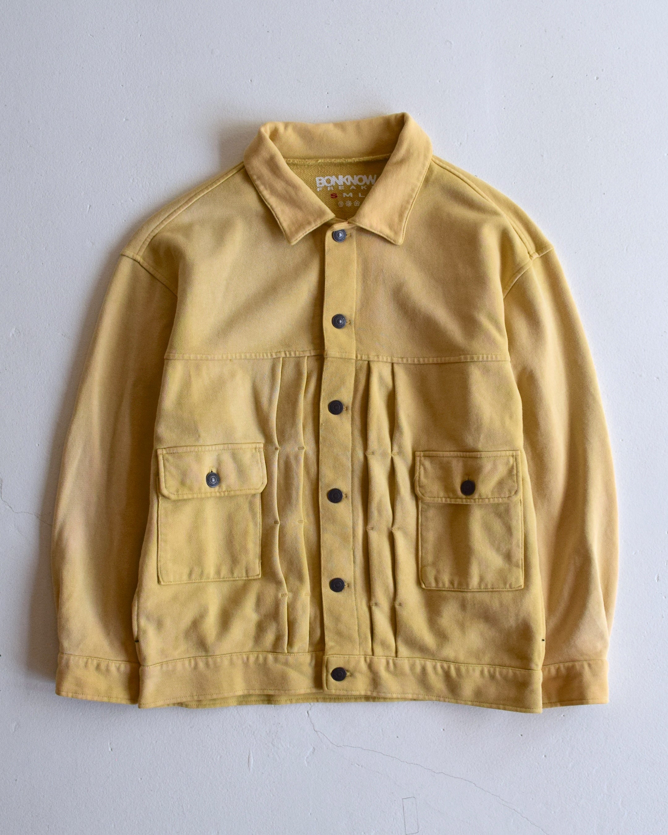 BONKNOW FREAKS / SWEAT TRUCKER JACKET - FADED YELLOW