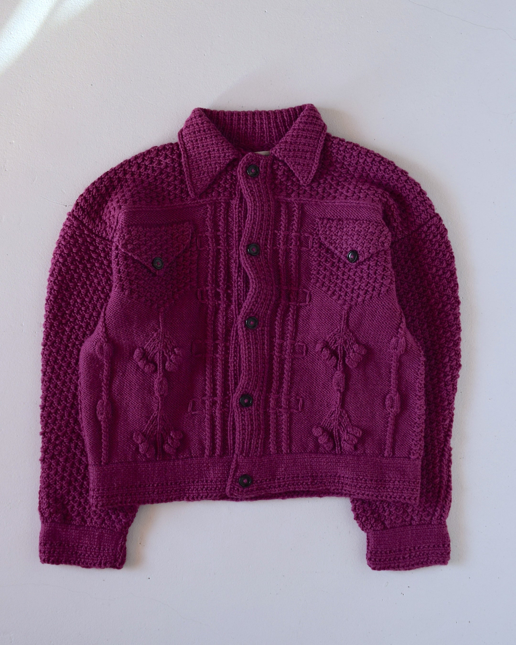 nakedgauge / MERINO WOOL HANDKNITING G JACKET II - PURPLE