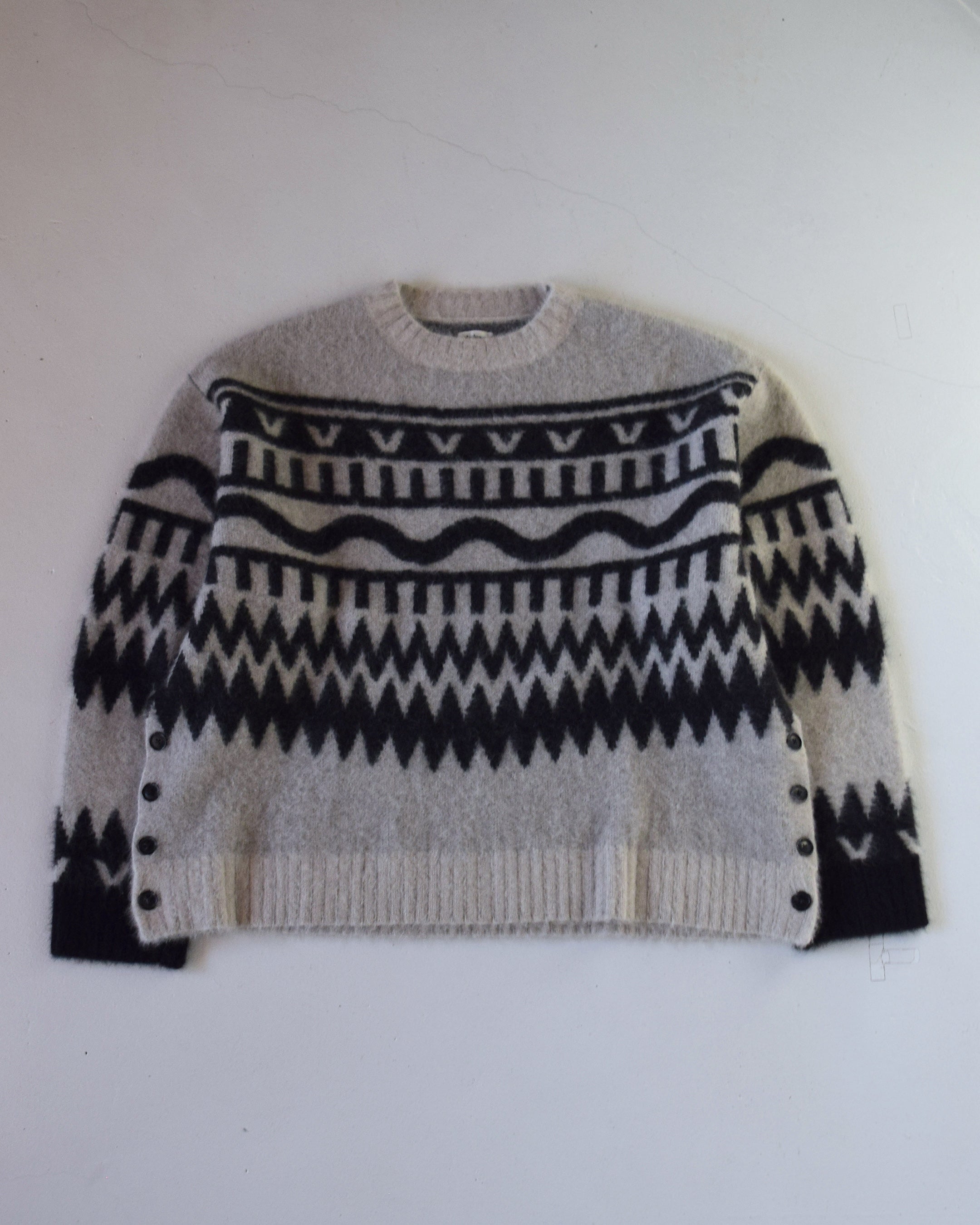 nakedgauge / FOX FUR N PATTERN SWEATER - IVORY