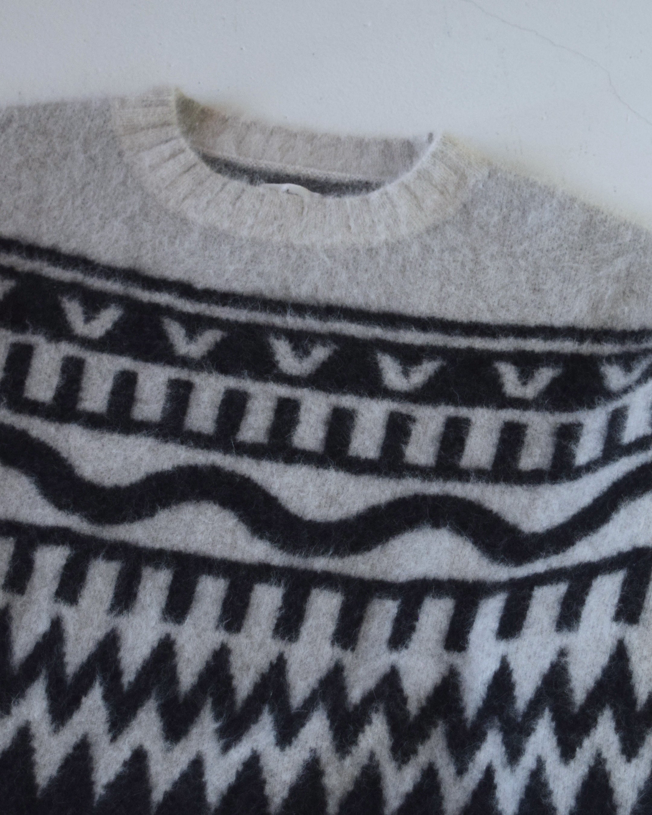 nakedgauge / FOX FUR N PATTERN SWEATER - IVORY