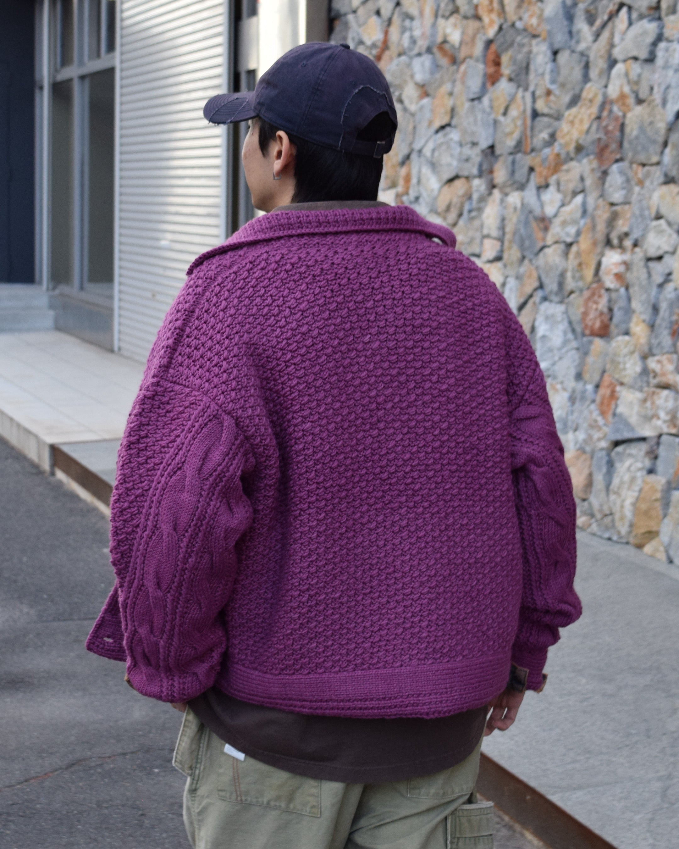 nakedgauge / MERINO WOOL HANDKNITING G JACKET II - PURPLE