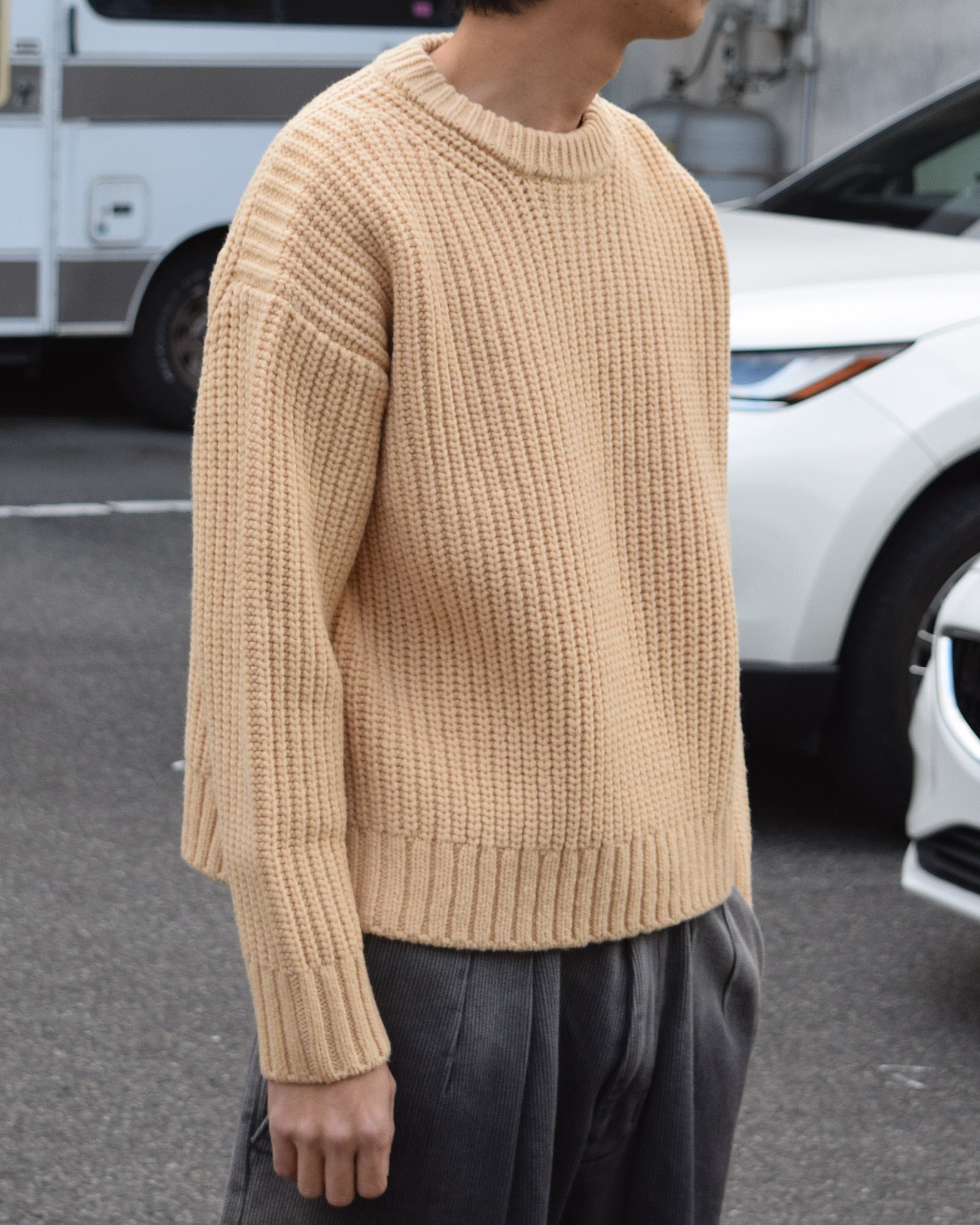 nakedgauge / MERRY YARN ‘BUDDY’ SWEATER - CREAM