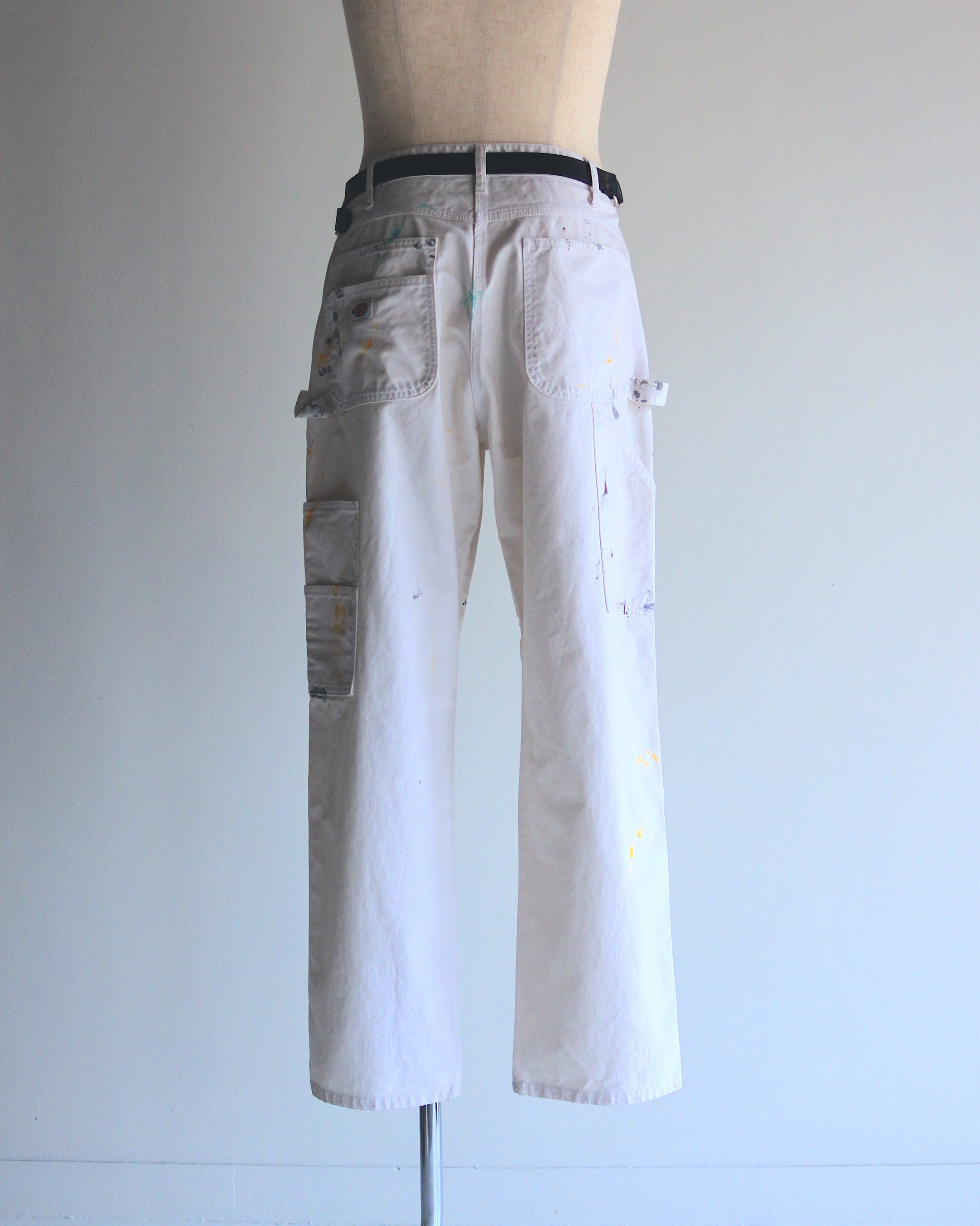 ANACHRONORM / DART PAINT DOUBLE KNEE PAINTER PANTS - WHITE
