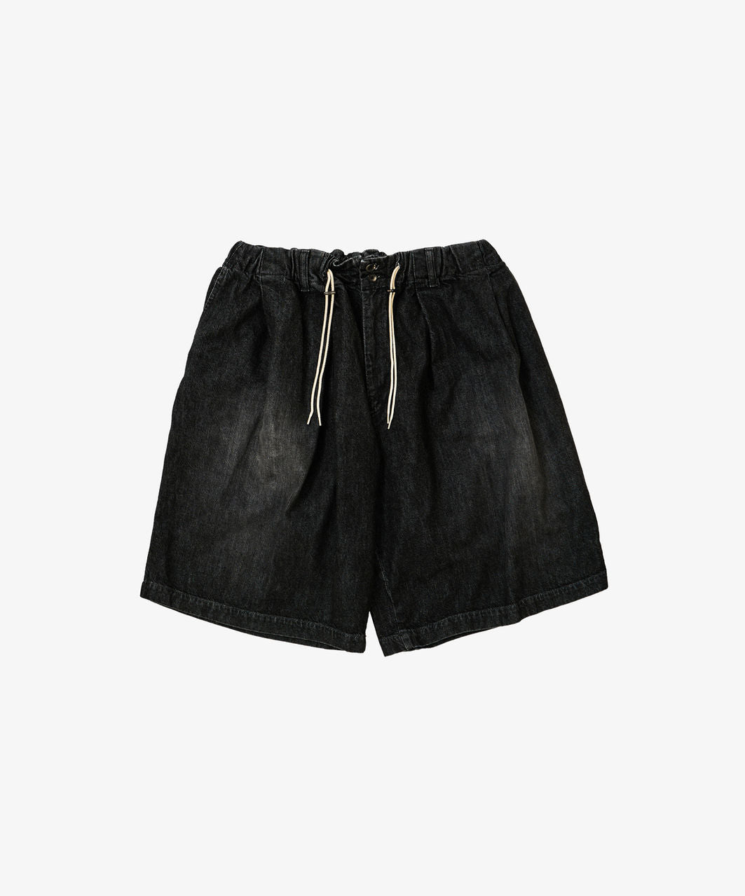 Sillage / circular short pants black denim damaged
